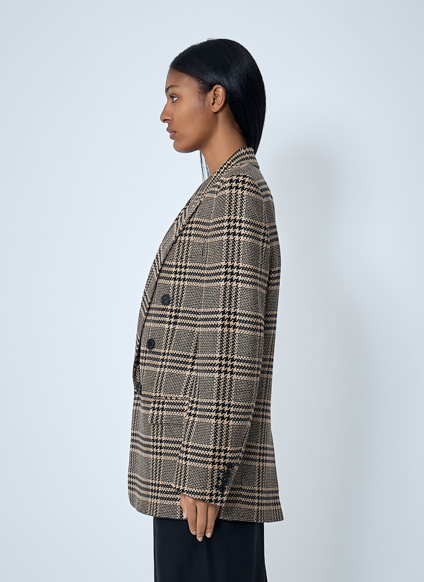  Saint Laurent Saint Laurent Double-breasted Plaid Blazer - Frau Blazers Beige Fr - 36 