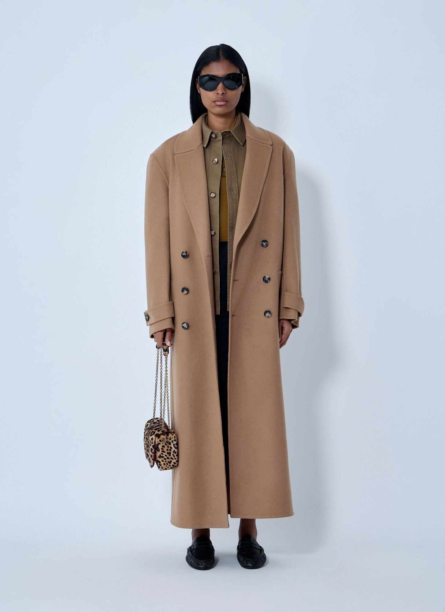  Saint Laurent Saint Laurent Brushed Cashmere-and-wool-blend Coat - Frau Mäntel Brown Fr - 36 