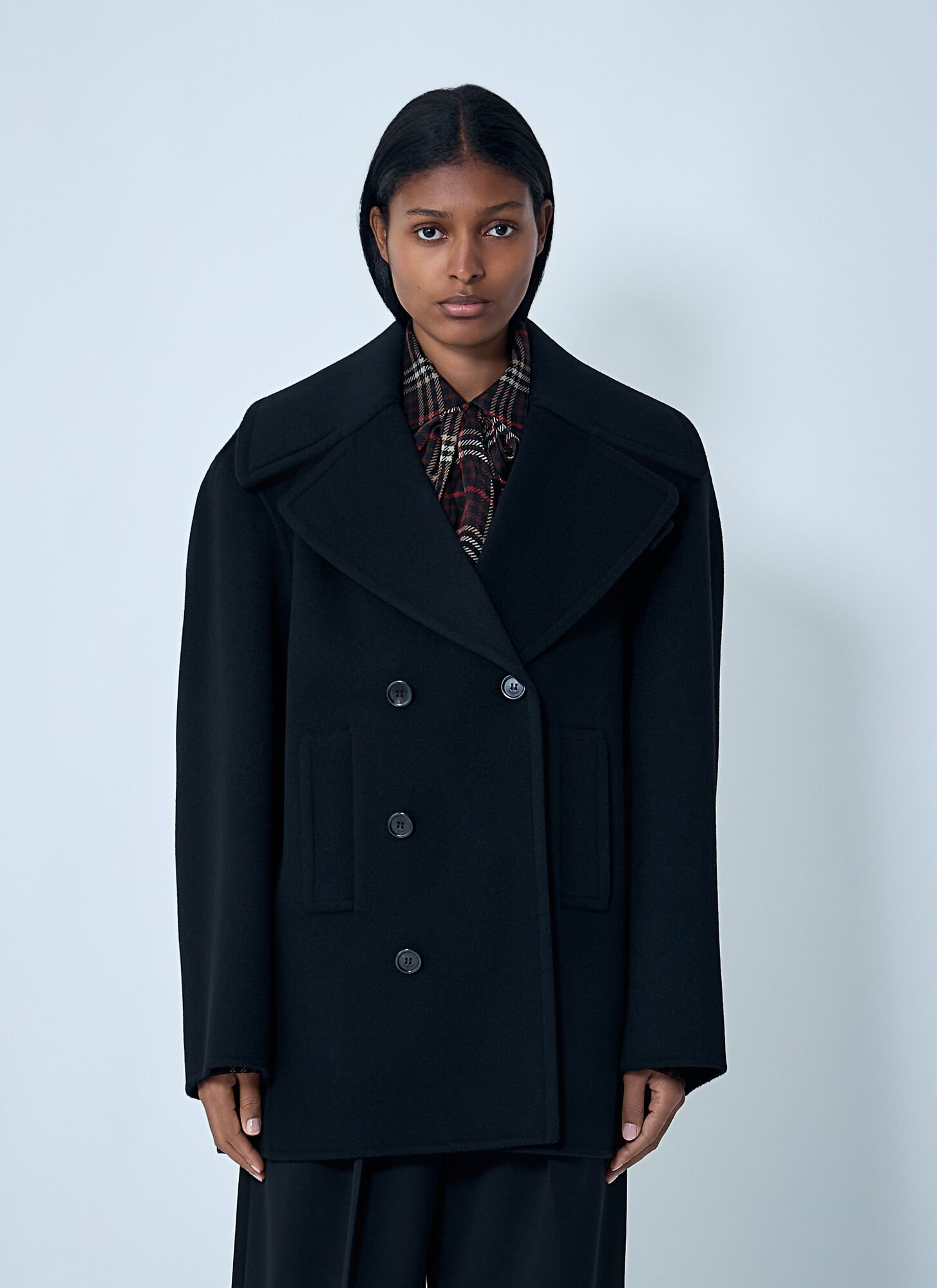 Saint Laurent Tailored Wool Coat In Blue