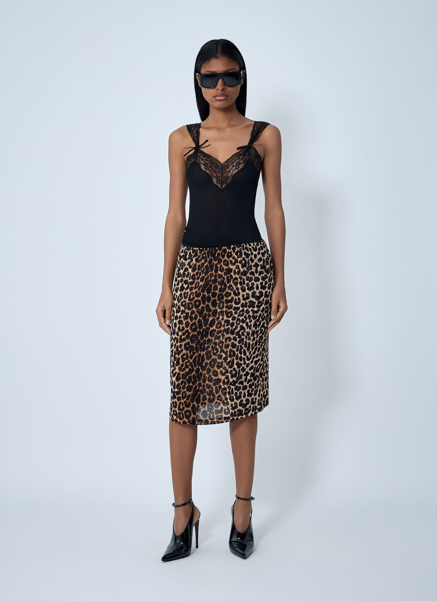  Saint Laurent Saint Laurent Leopard Print Skirt - Frau Röcke Brown Fr - 36 
