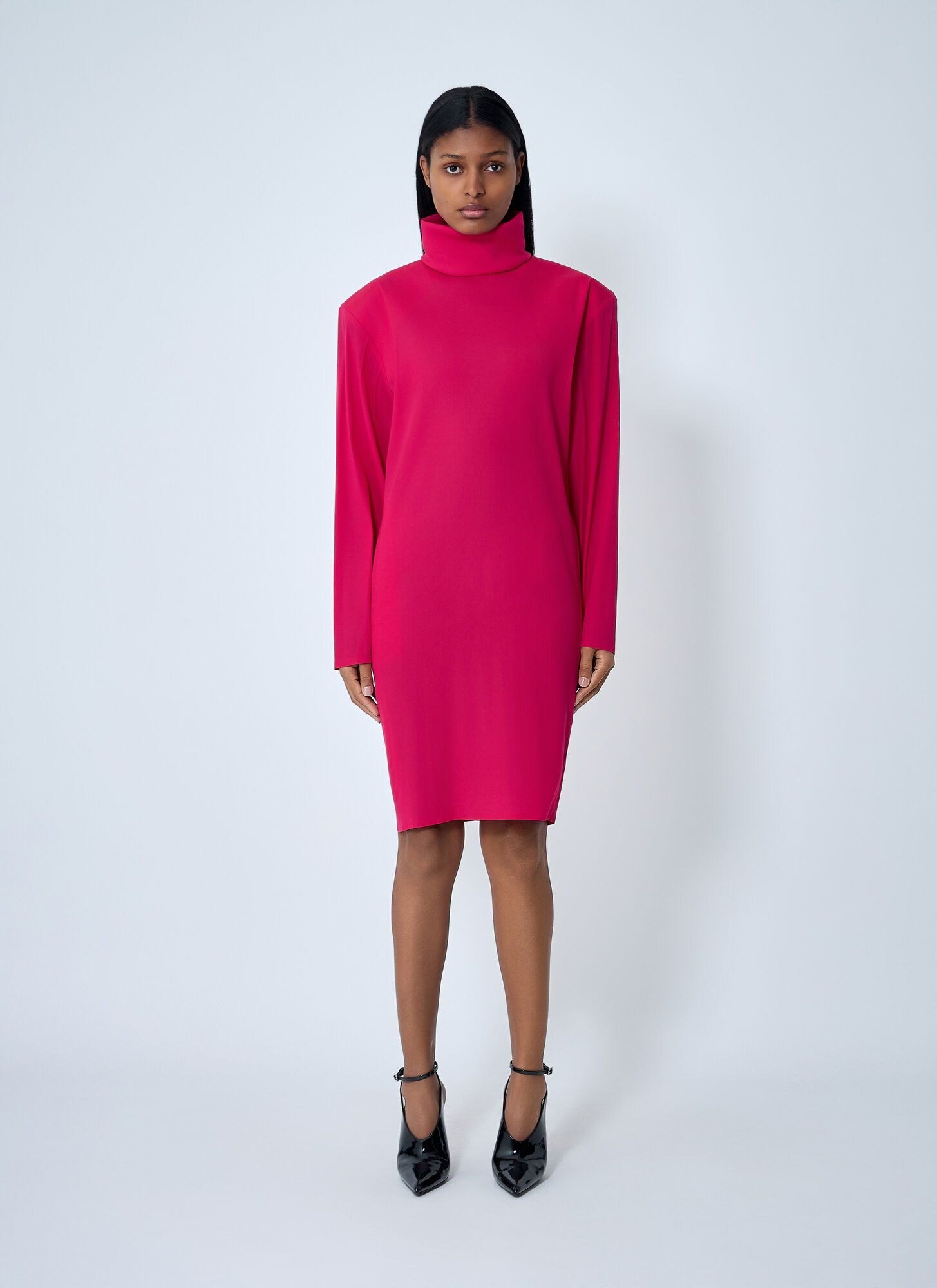Saint Laurent High Neck Long Sleeve Dress - Woman Dresses Red Fr - 36