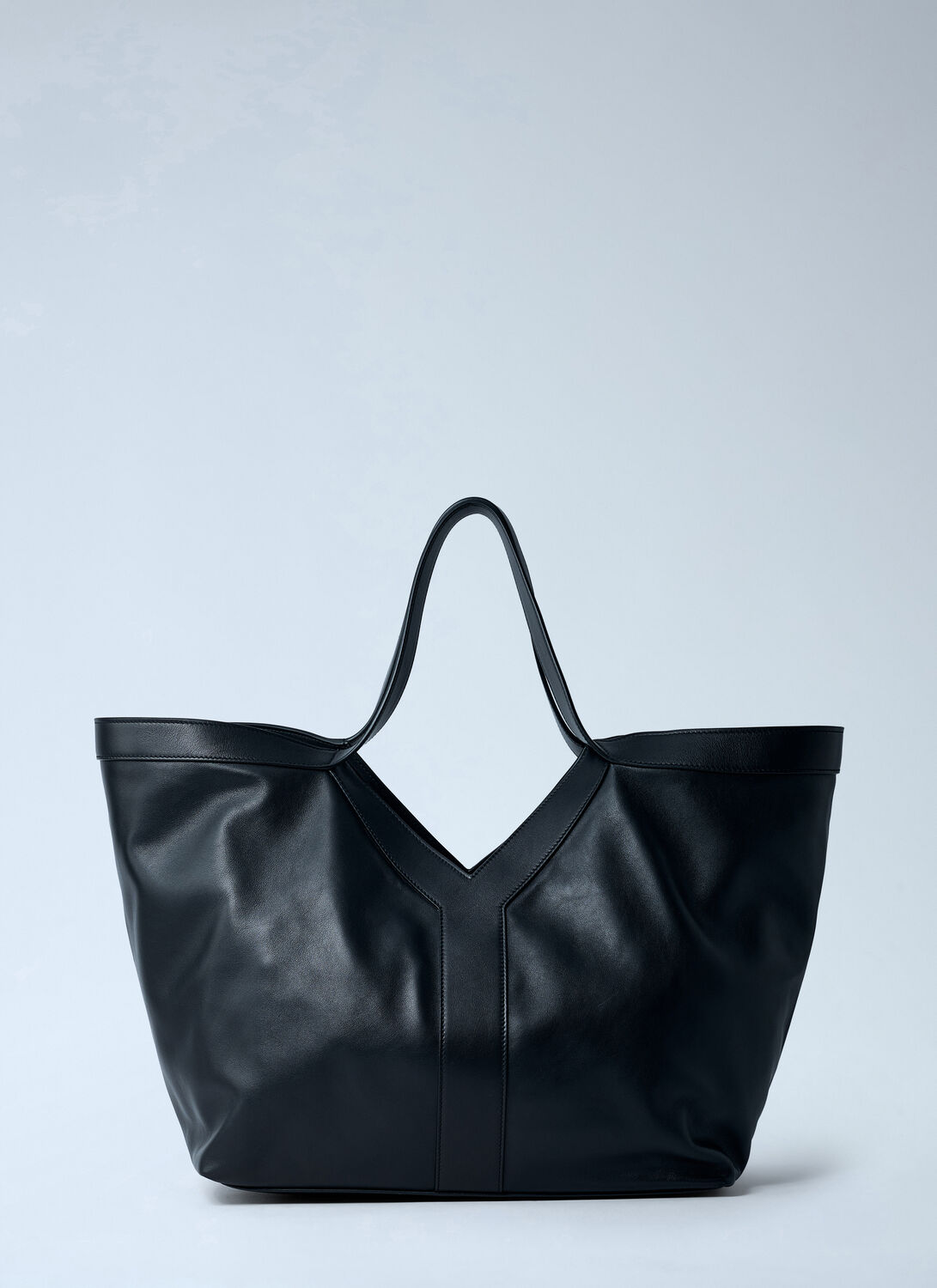 Saint Laurent Large Y-shaped Leather Tote Bag In Black