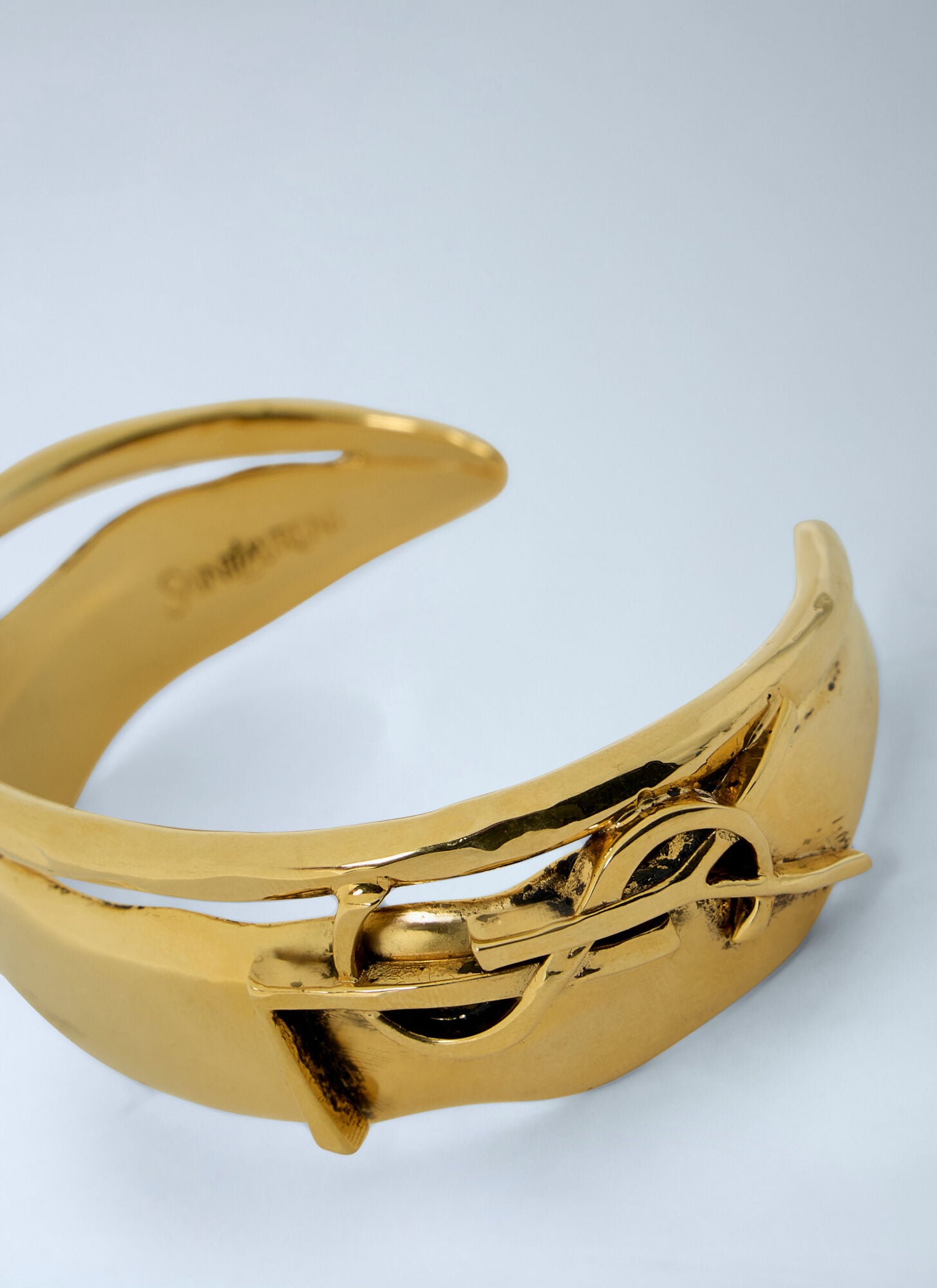  Saint Laurent Saint Laurent Textured Metal Bangle - Frau Schmuck Gold S 