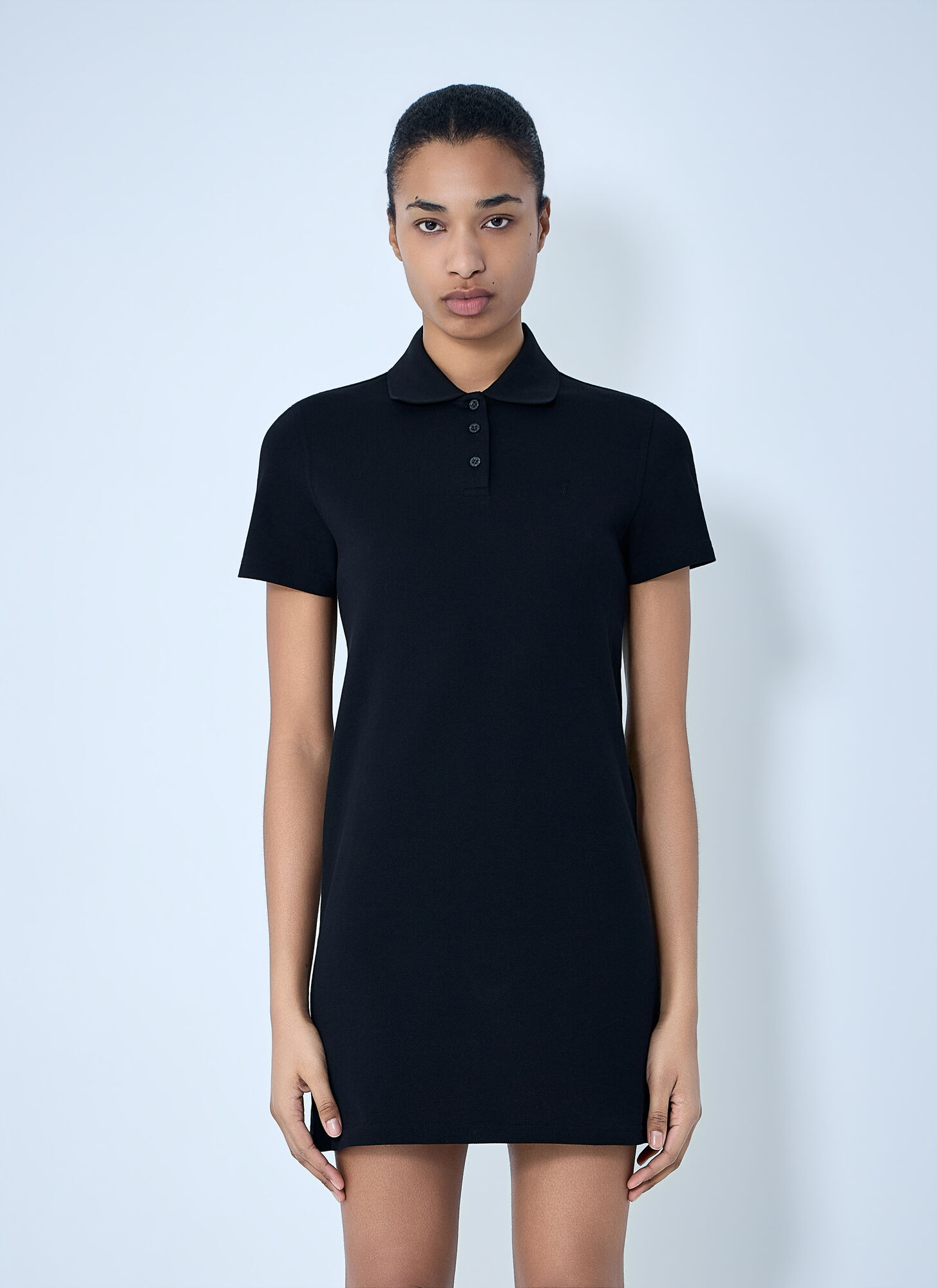 Saint Laurent Saint Laurent Polo Mini Dress - Woman Dresses Black S　サンローラン ポロ ミニ ドレス - 女性ドレス ブラック S