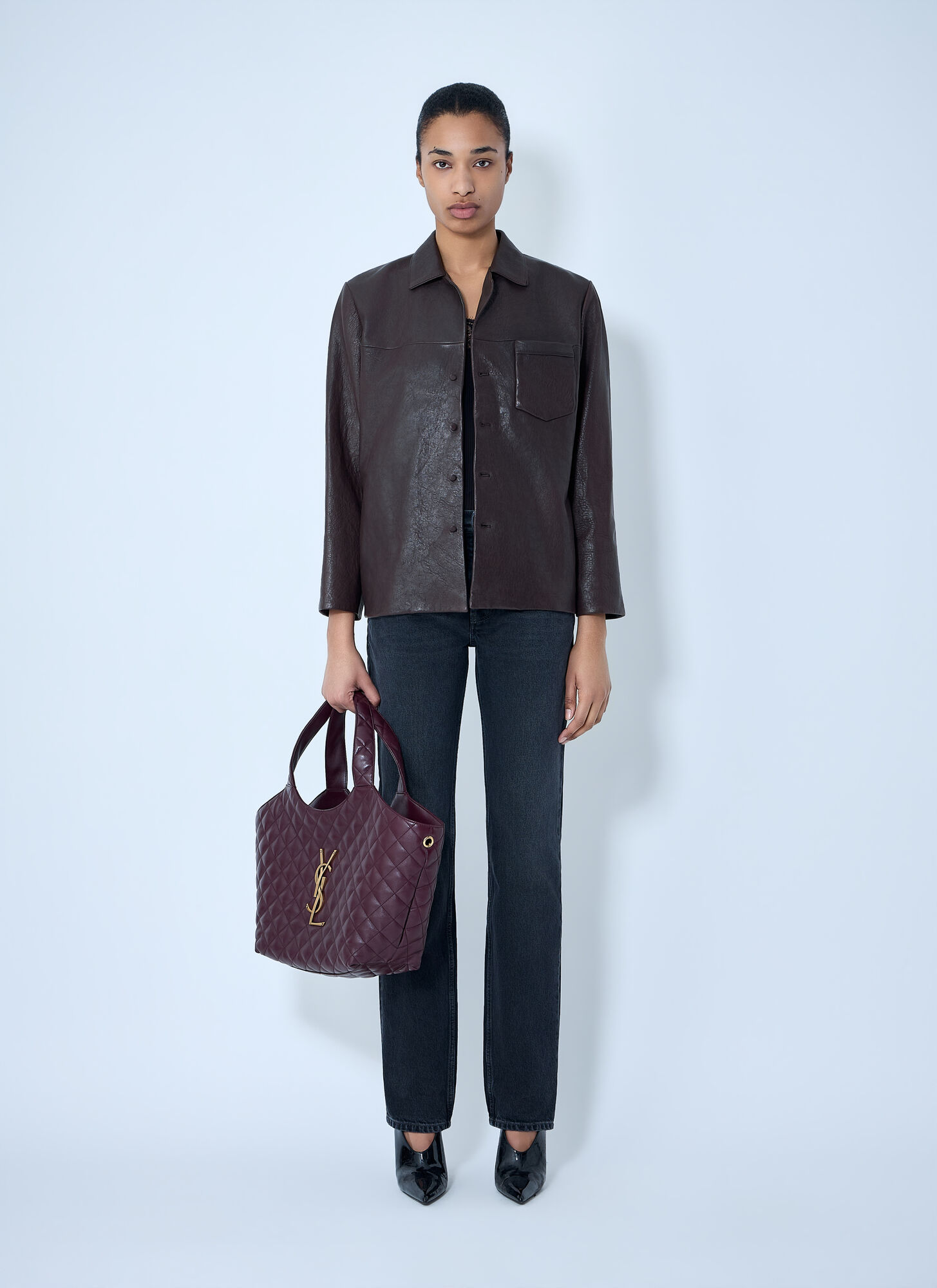  Saint Laurent Saint Laurent Leather Jacket - Frau Jacken Brown Fr - 36 