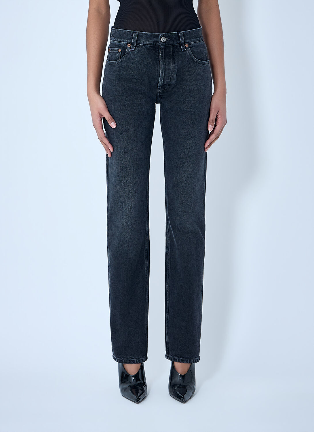 Saint Laurent Straight High Rise Jeans - Woman Jeans Black 29