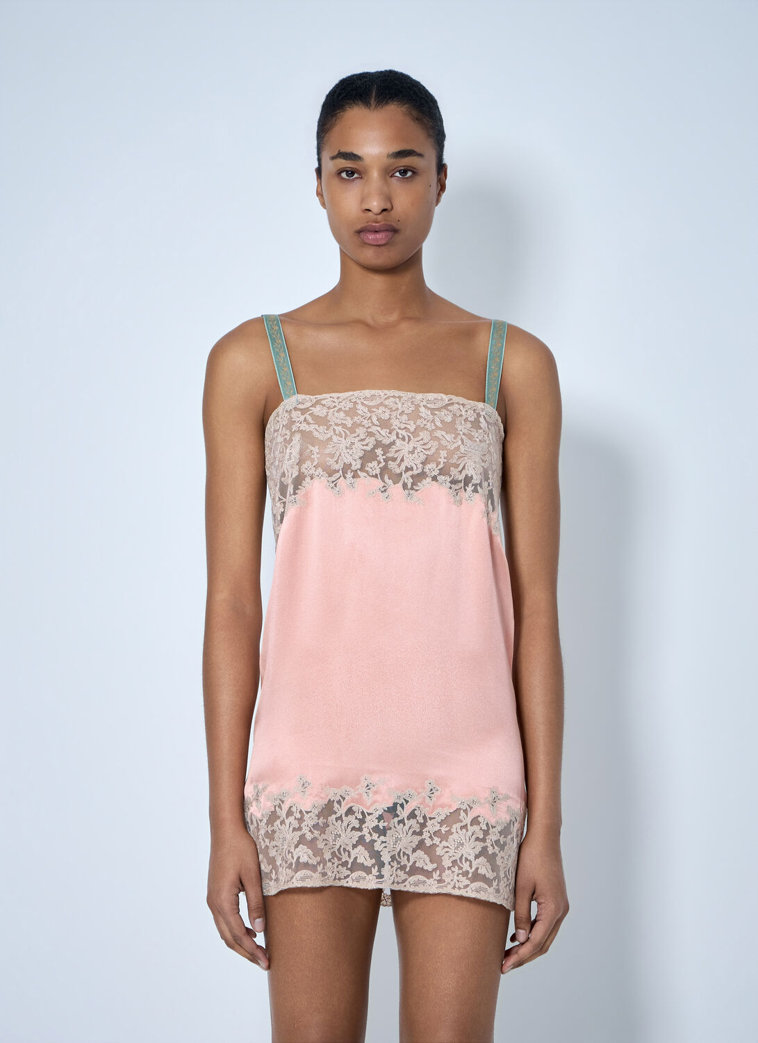 Saint Laurent Sleeveless Lace-trimmed Slip Dress - Woman Dresses Pink Fr - 34