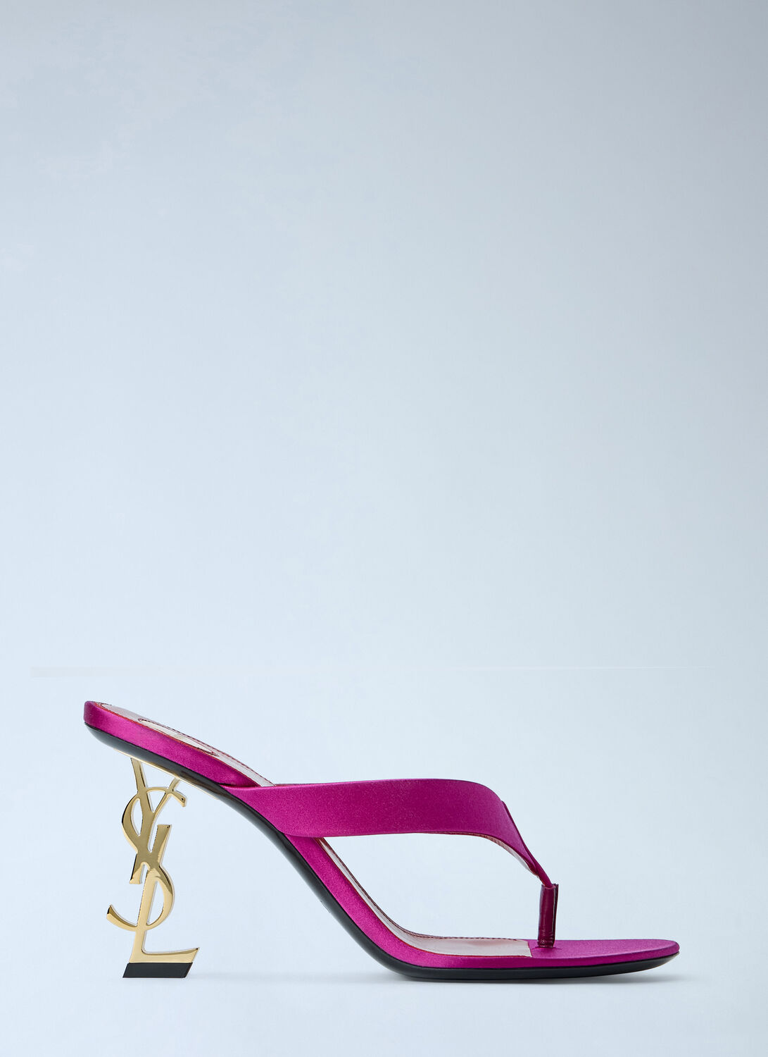Saint Laurent Opyum Satin Thong Mule Sandals In Pink