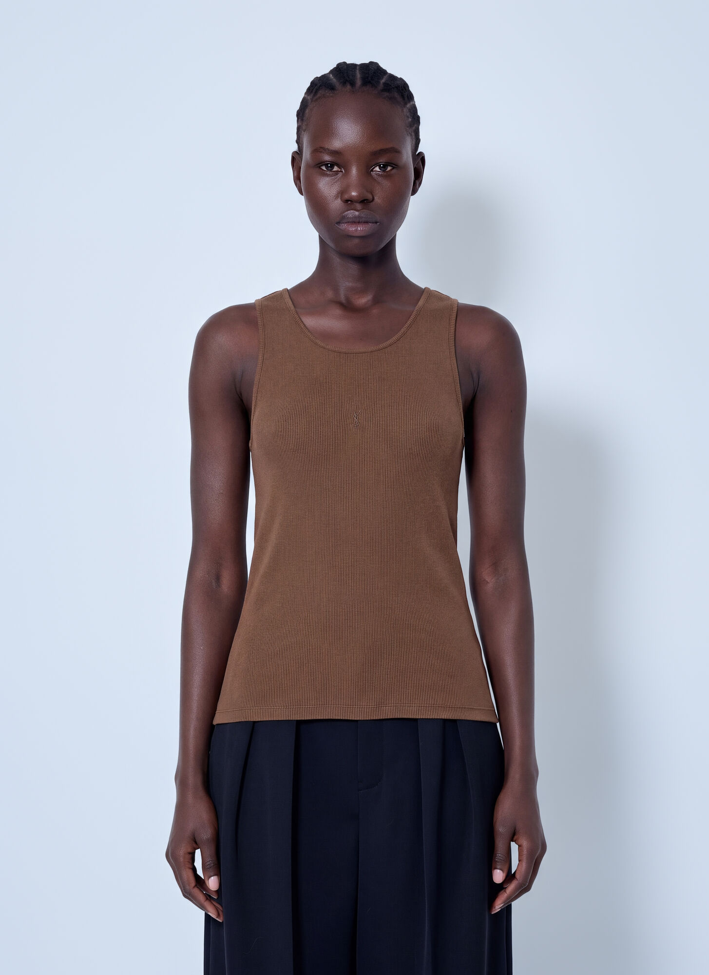 Saint Laurent Cassandre Tank Top - Woman Tops Brown L