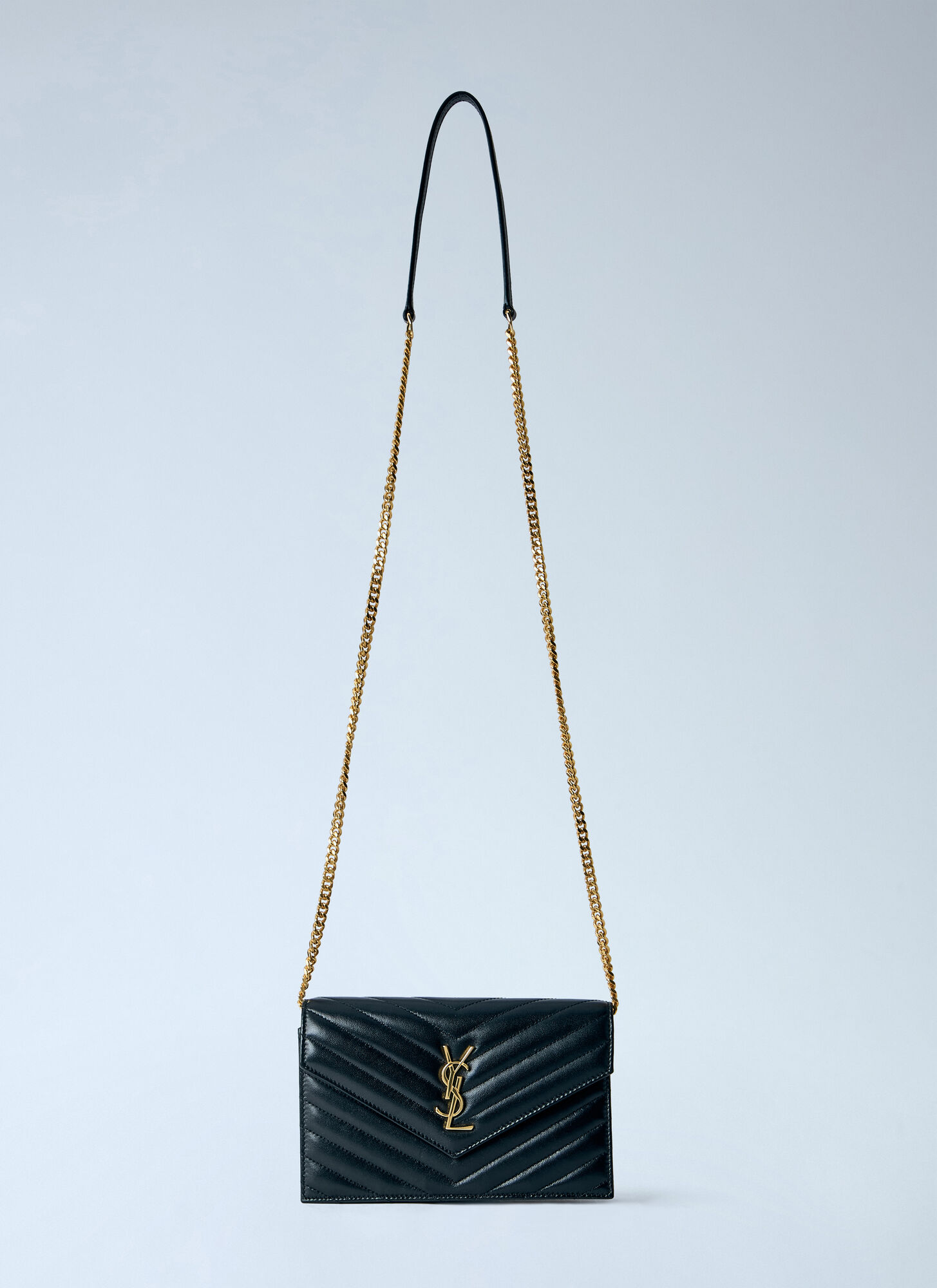 Saint Laurent Cassandre Envelope Chain Wallet - Woman Shoulder Bags Black One Size
