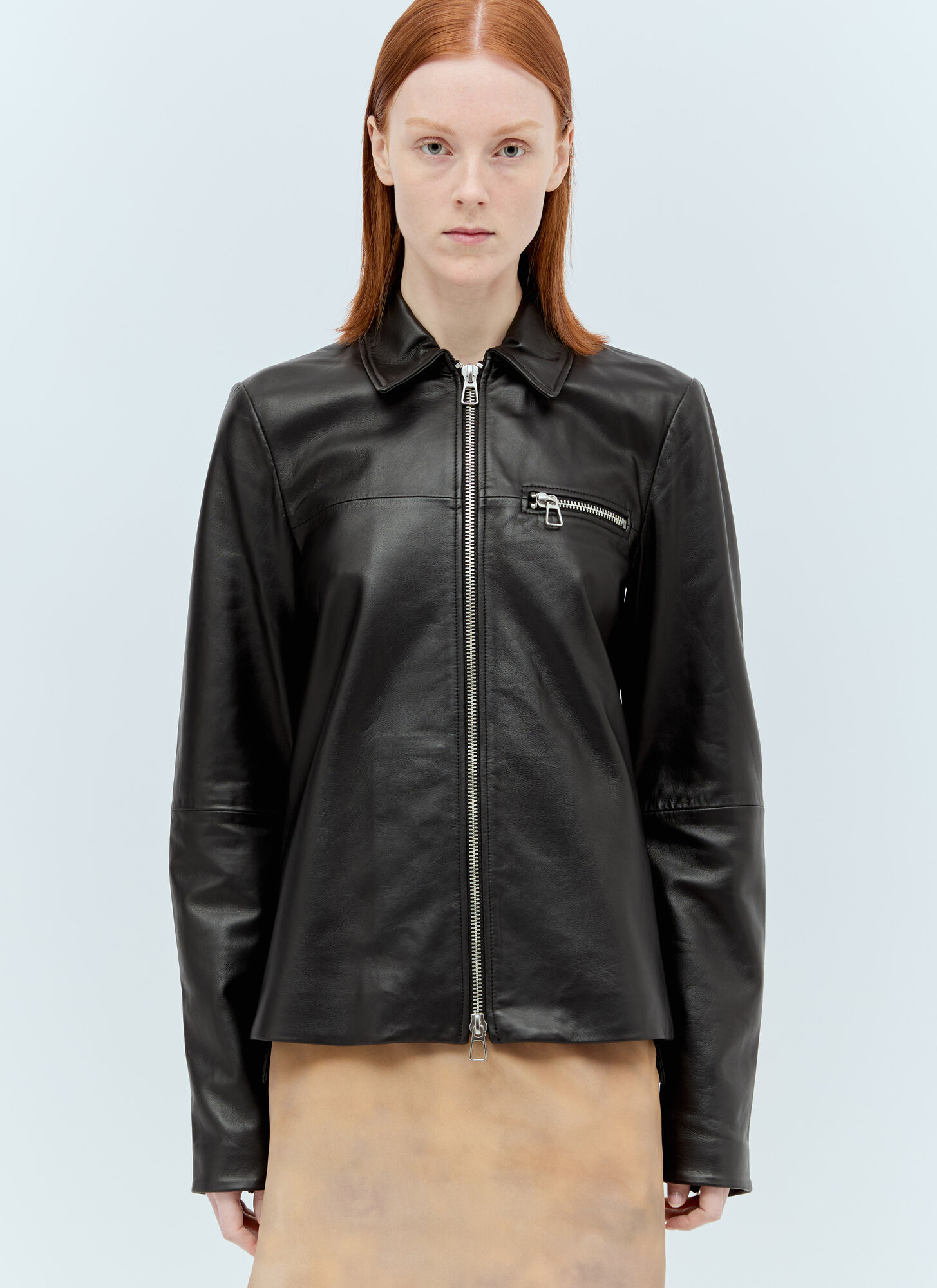 Sportmax Nappa Leather Jacket – Woman Jackets Black It – 38