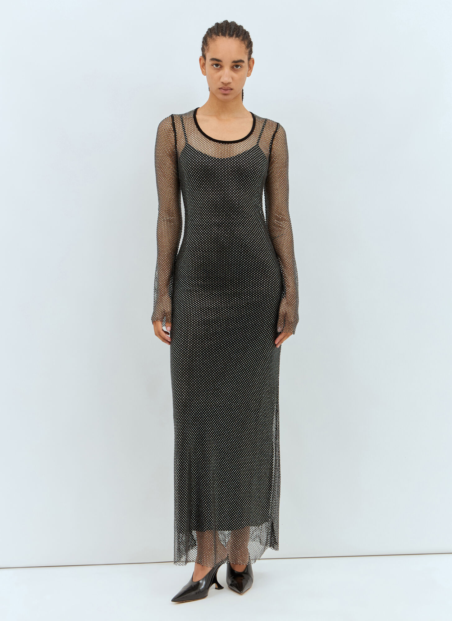 Sportmax Rhinestone Tulle Maxi Dress – Woman Dresses Black Xs