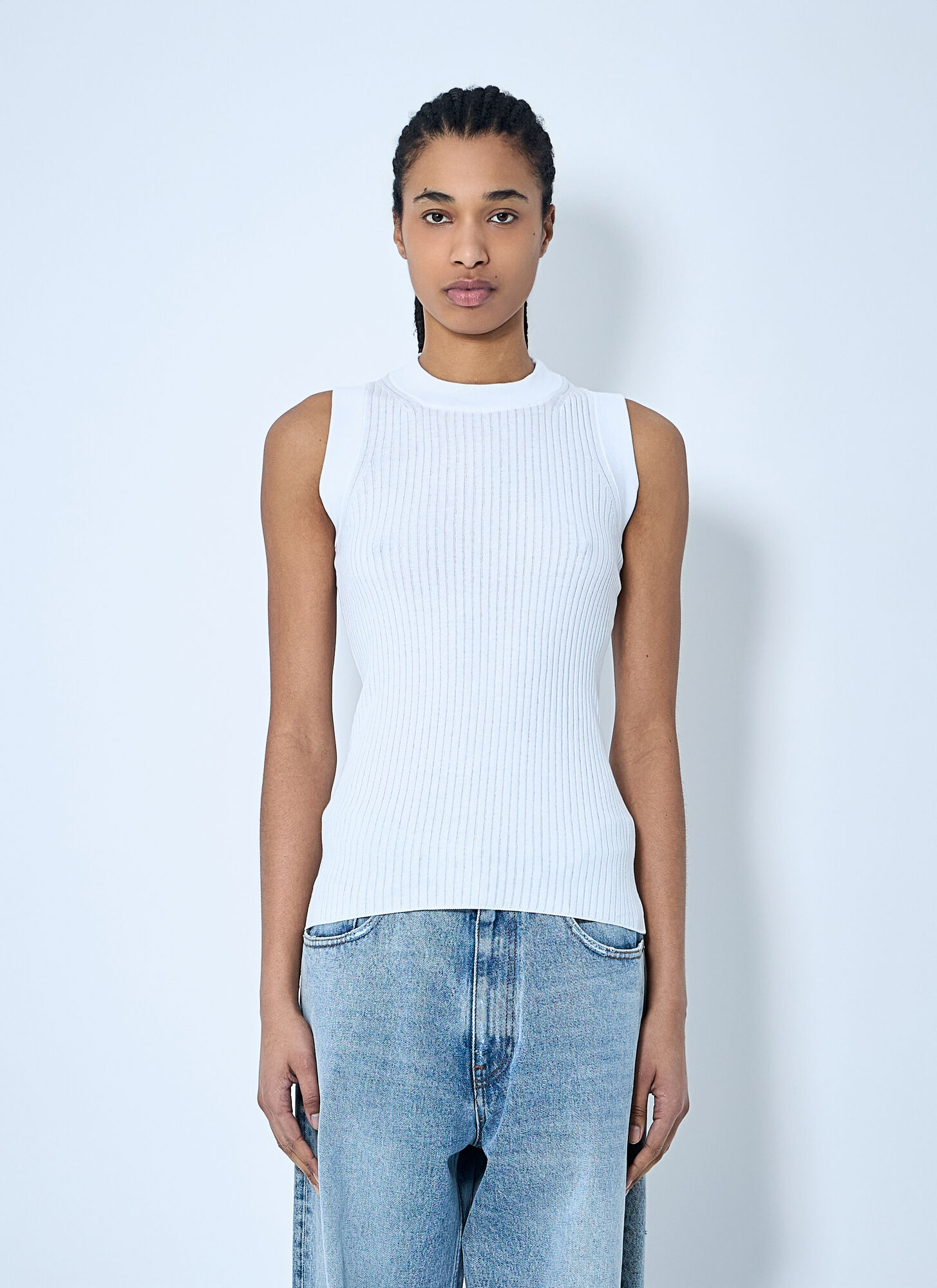 Sportmax Rib Tank Top – Woman Tops White Xs