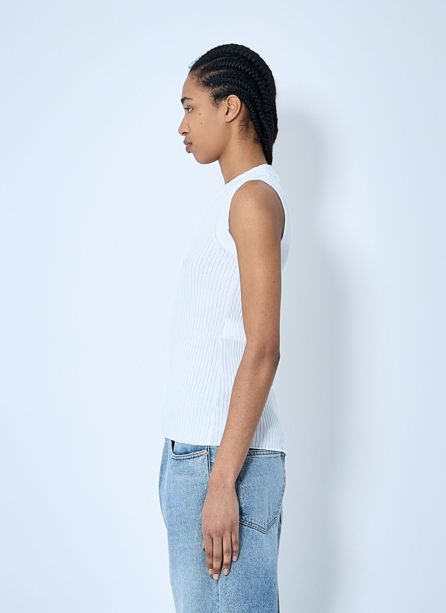  Sportmax Sportmax Rib Tank Top - Frau Tops White Xs 