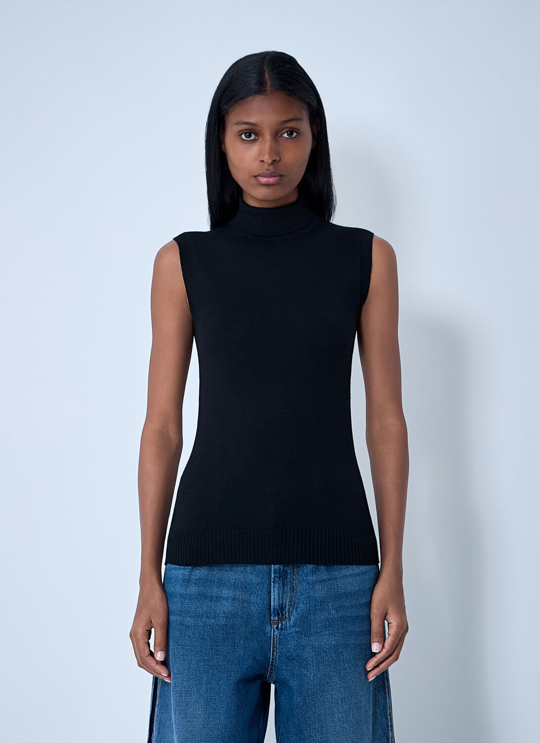 Sportmax Wool Turtleneck Top In Black