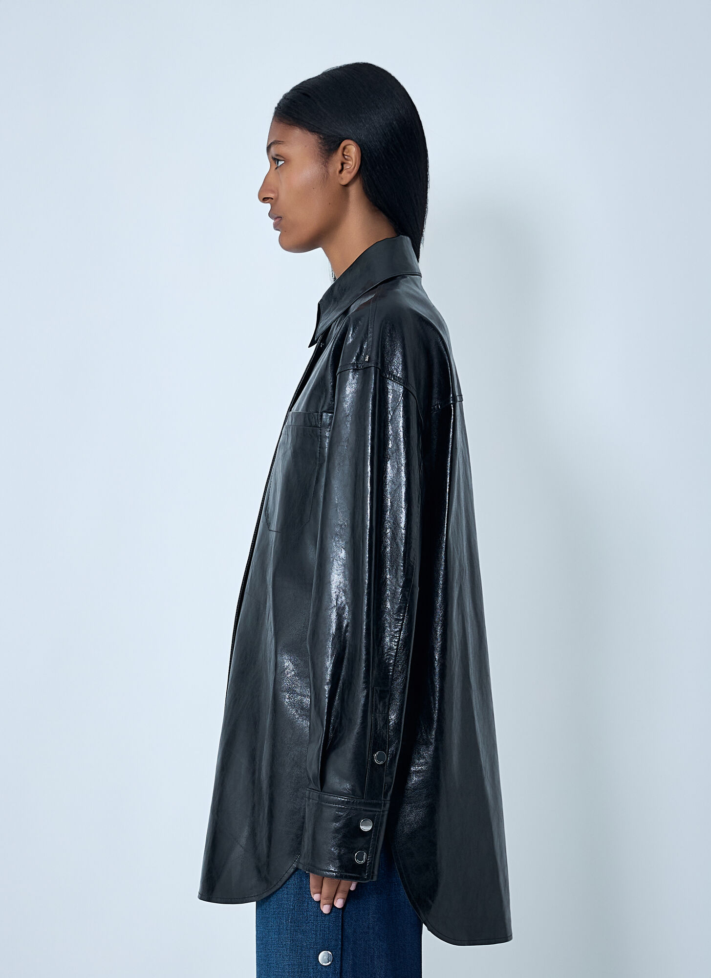  Sportmax Sportmax Leather Overshirt Jacket - Frau Jacken Black It - 38 