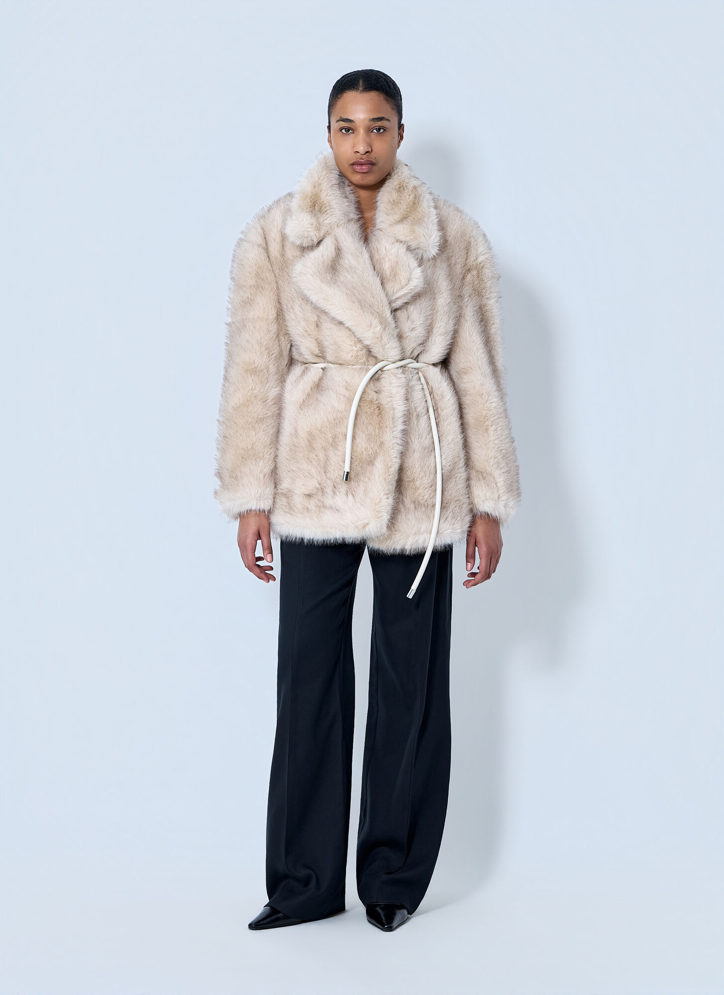  Sportmax Sportmax Plush Textured Coat - Frau Mäntel Beige S 