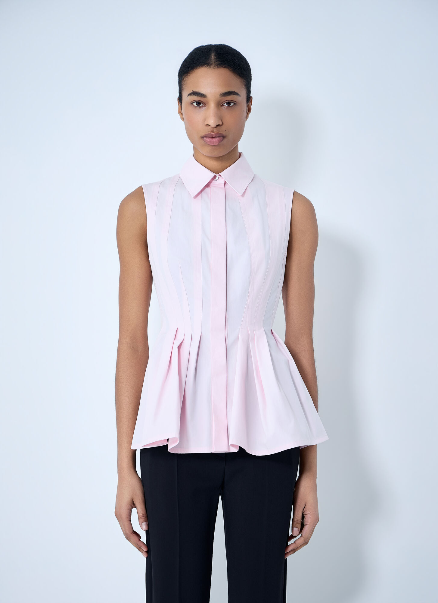 Sportmax Women's Pink Sleeveless Pleated Blouse - Woman Tops It - 40