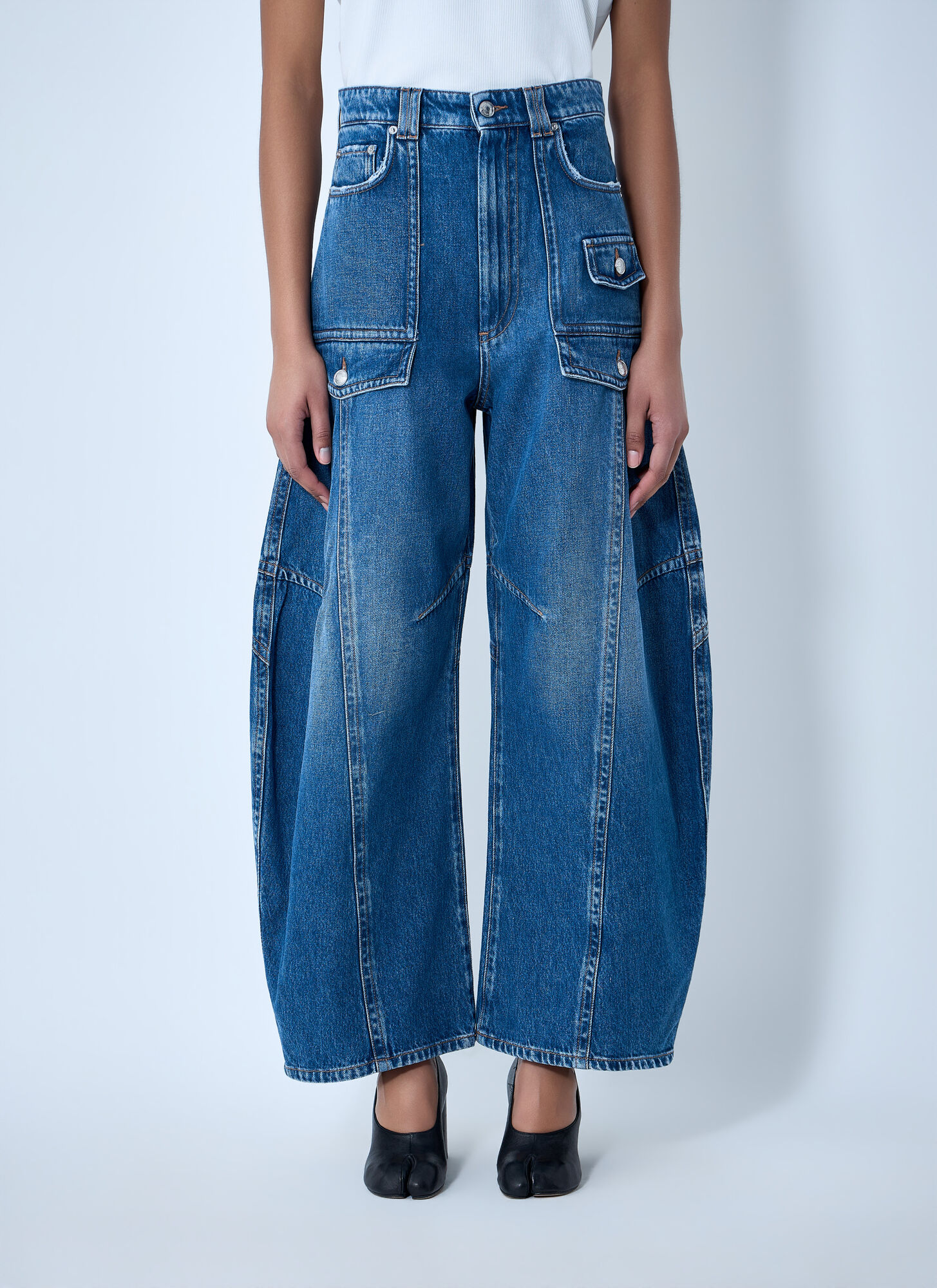 Sportmax Women's Blue Wide-Leg Denim Trousers - Woman Jeans 29