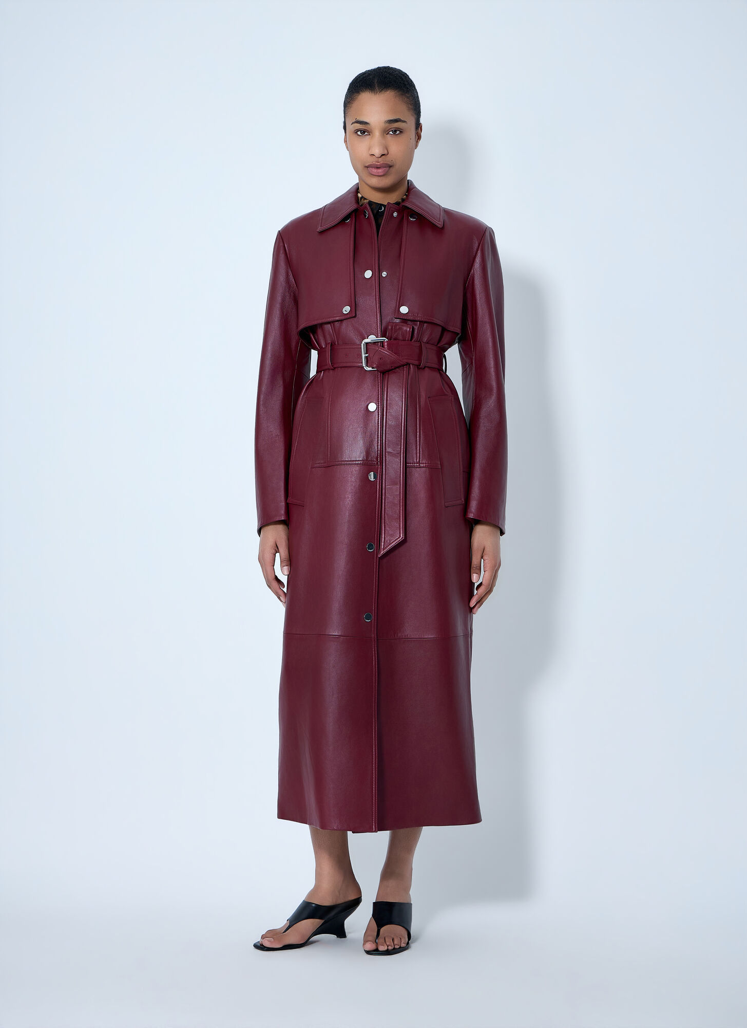  Sportmax Sportmax Long Leather Coat - Frau Mäntel Bordeaux It - 42 