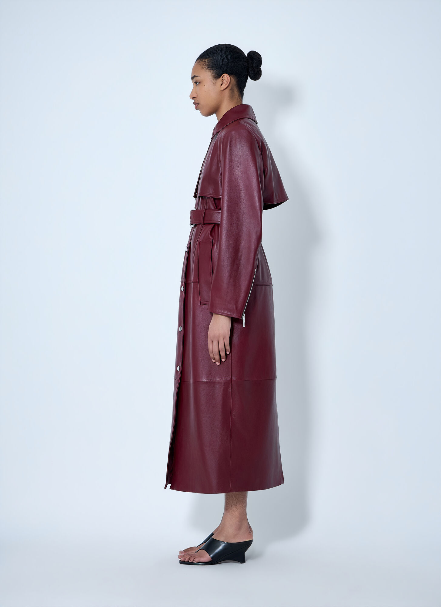 Sportmax Sportmax Long Leather Coat - Frau Mäntel Bordeaux It - 42 