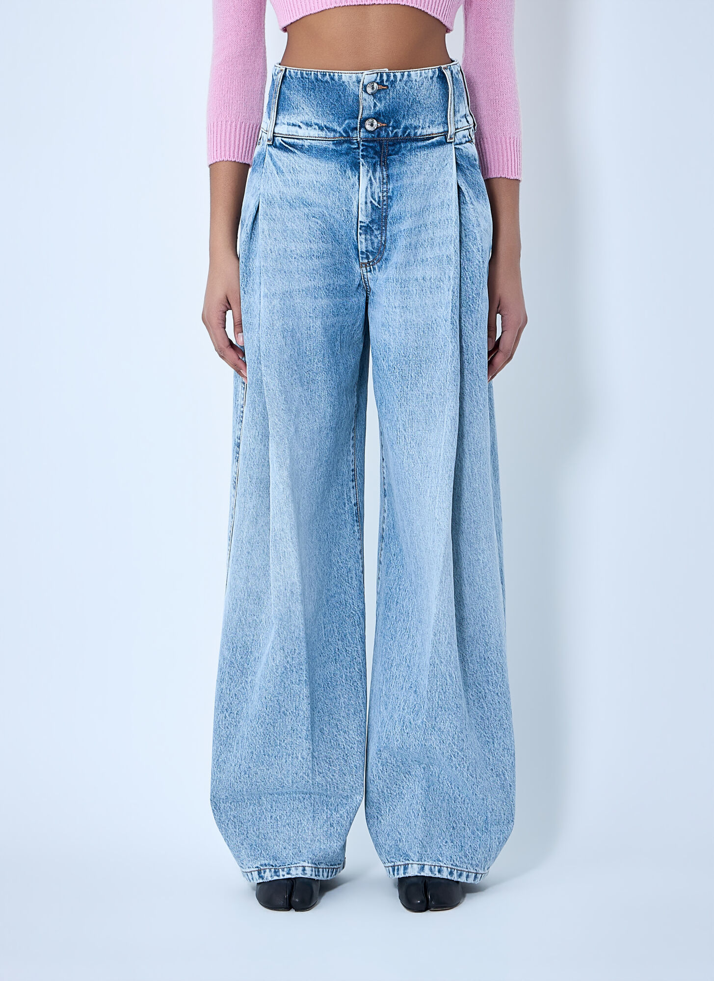Sportmax Women's Blue Wide-Leg Denim Trousers - Woman Jeans 28