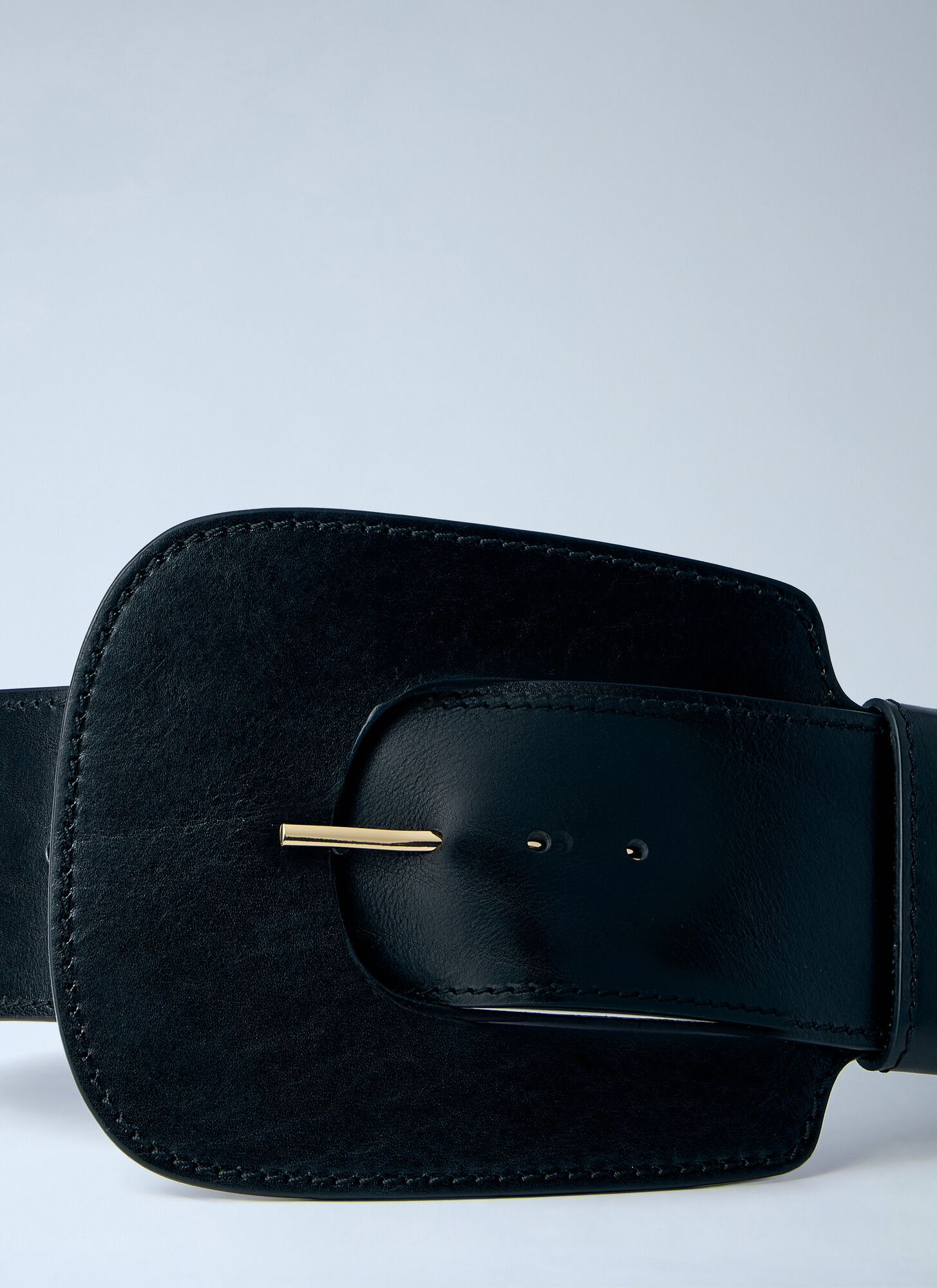 Sportmax Sportmax Maxi Leather Belt - Frau Gürtel Black S - M 