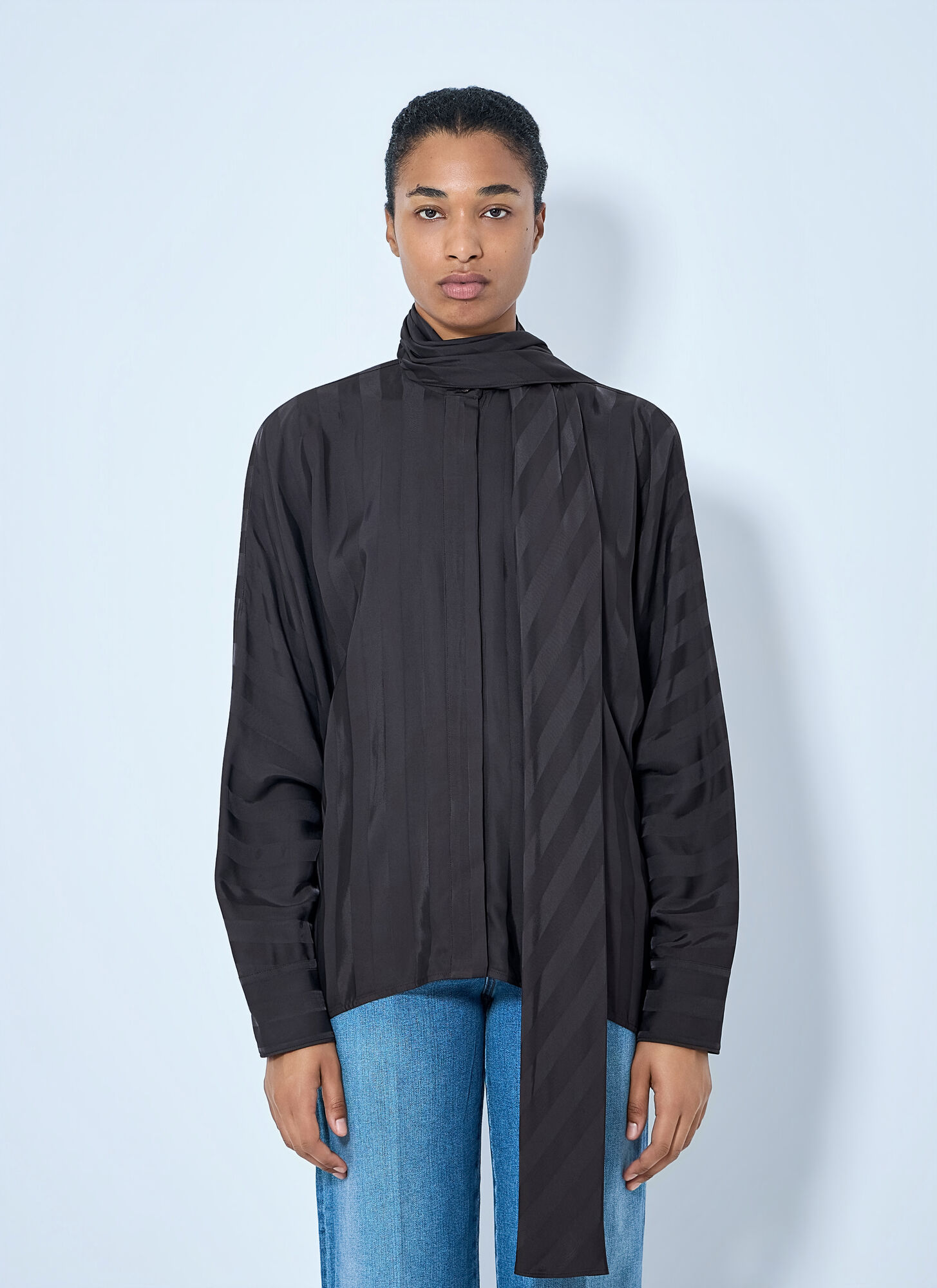 Sportmax Striped Tie-Neck Blouse - Female - Blouses - Brown - 2XS - Blouses & Shirts - Image 3