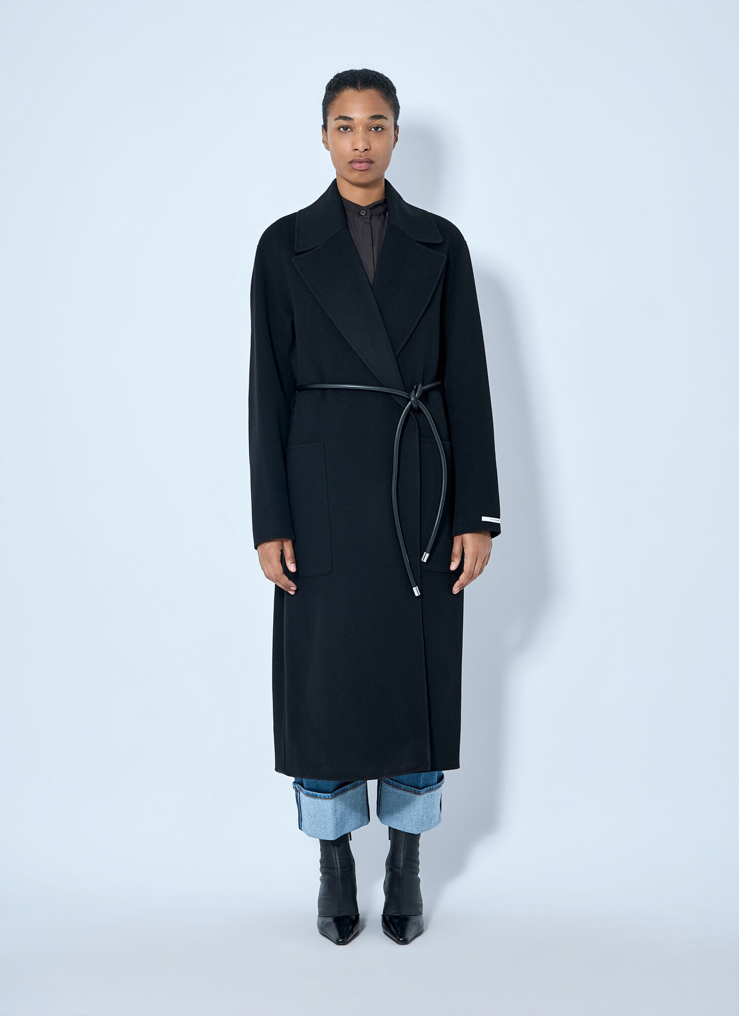 Sportmax Belted Wool Overcoat - Woman Coats Black It - 44