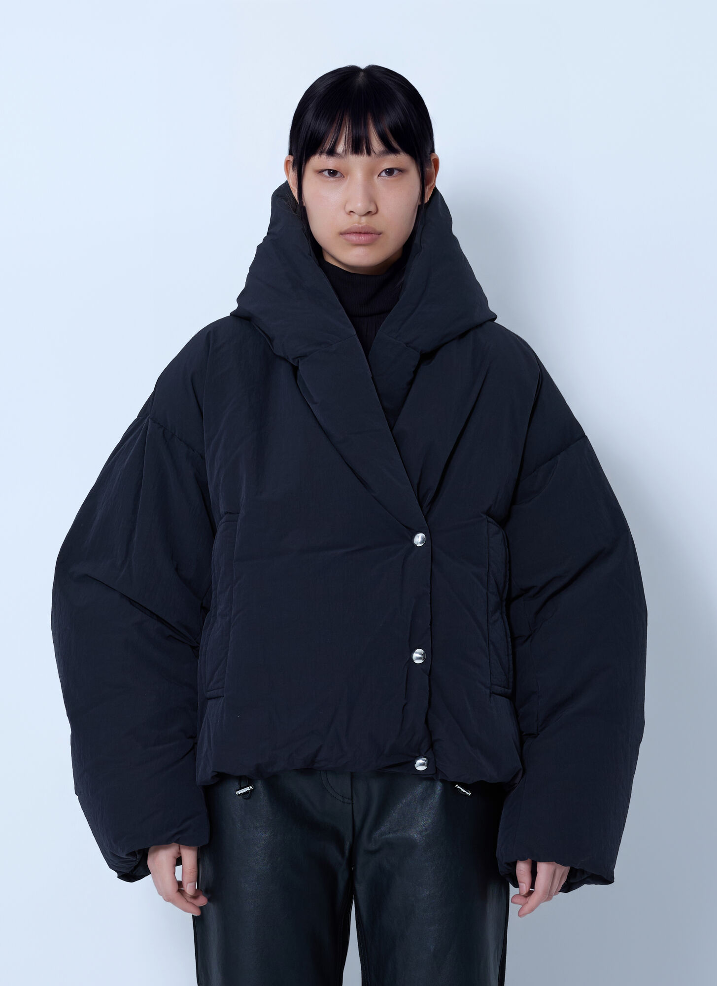 Sportmax Women's Black Padded Jacket With Oversized Collar - Woman Jackets It - 40 - Image 1
