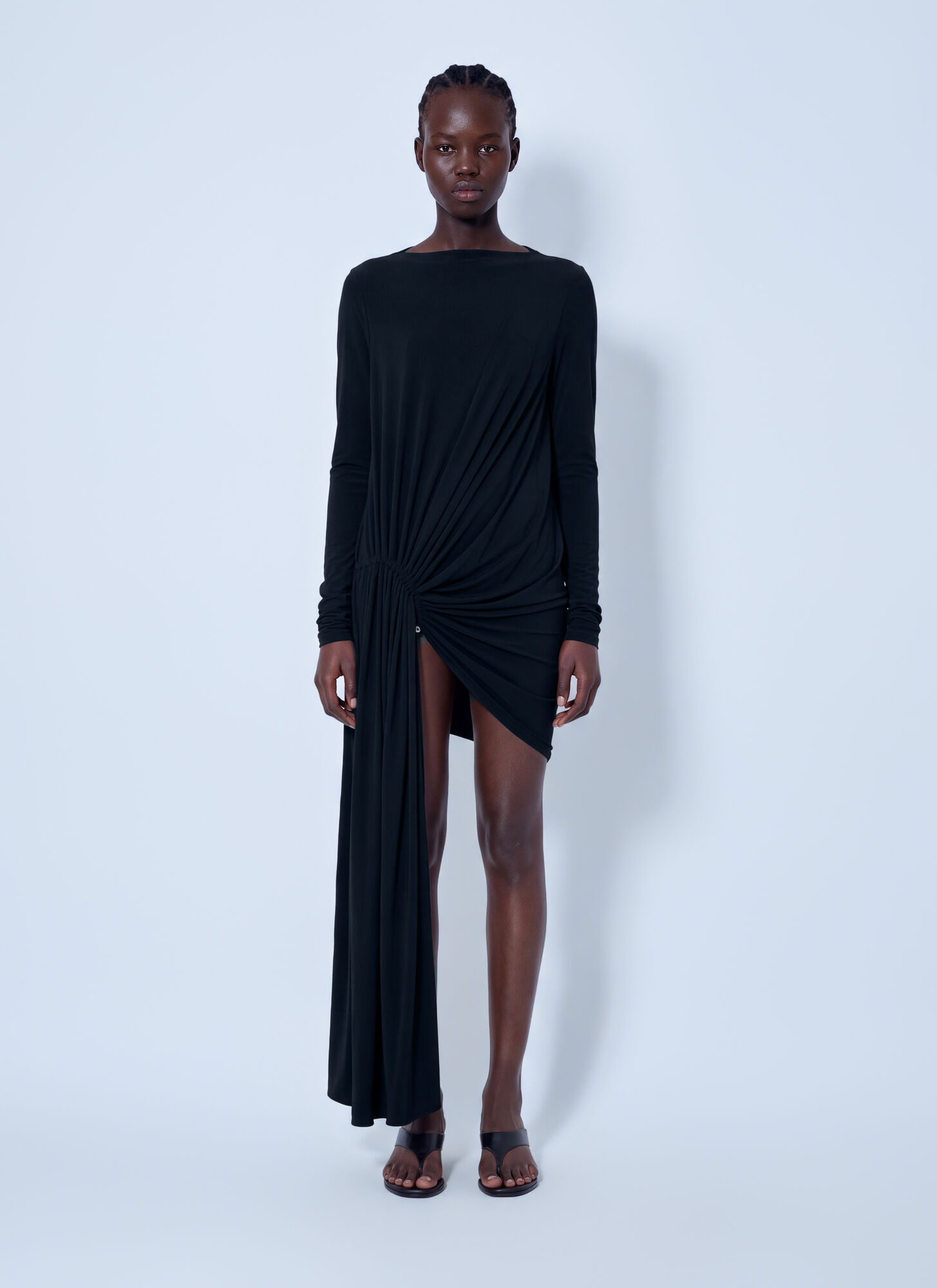 Sportmax Asymmetrical Drape Dress - Woman Dresses Black Xs