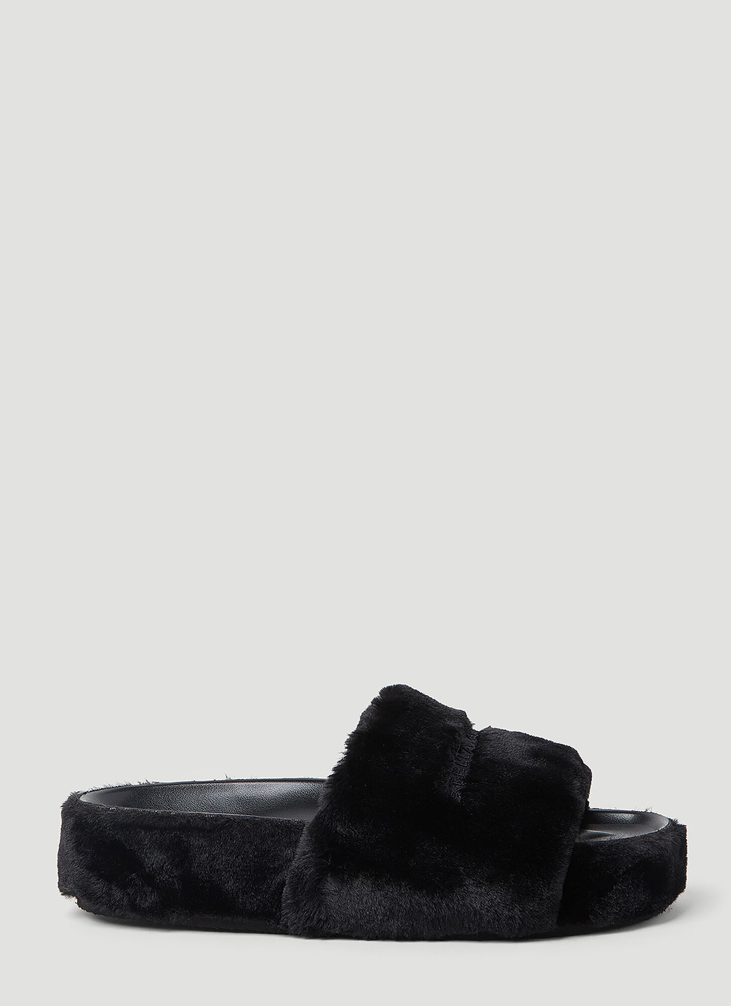 Shop Stella Mccartney Faux Fur Plarform Sandals In Black