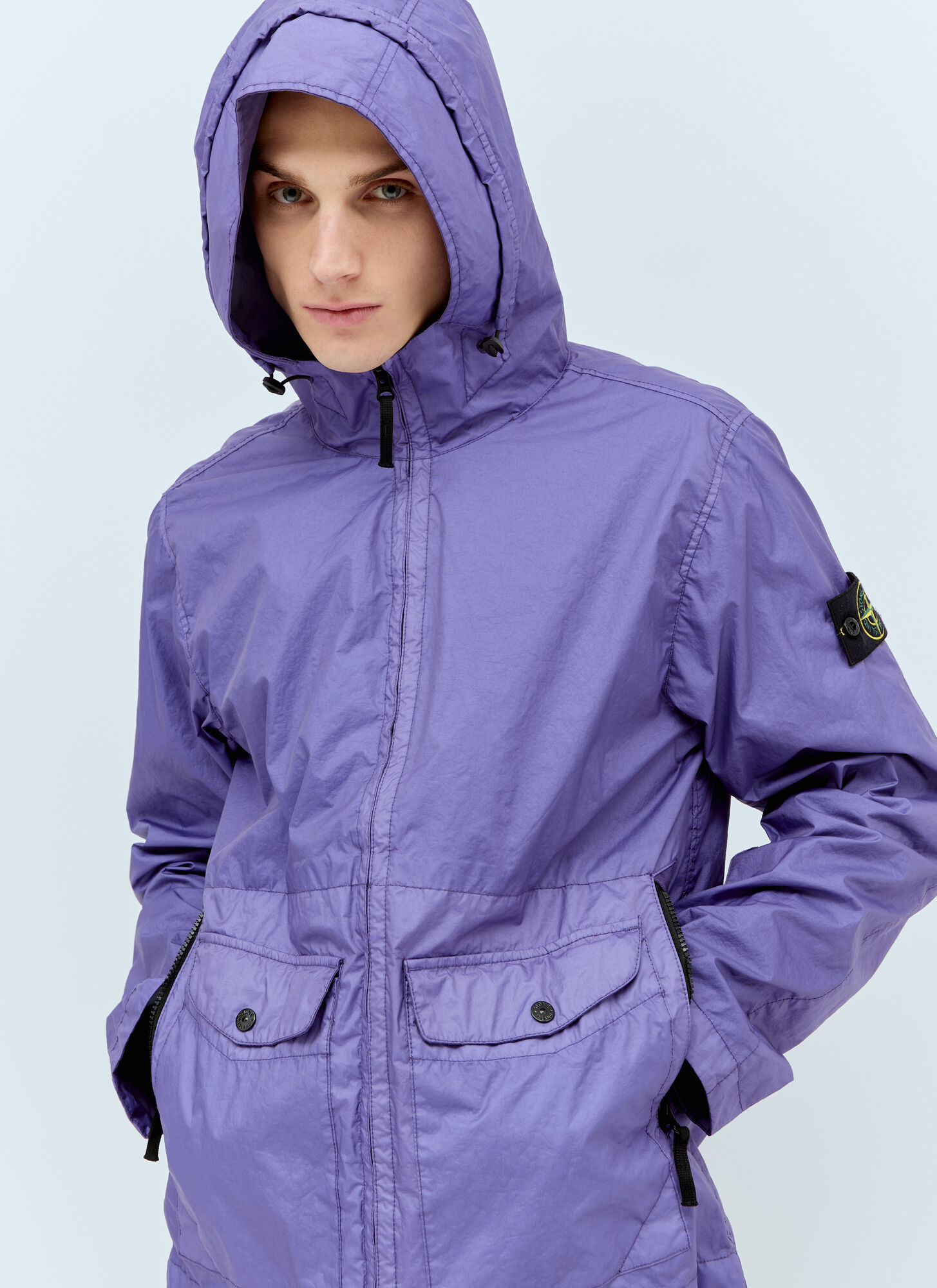 Shop Stone Island Membrana 3l Hooded Jacket In Purple