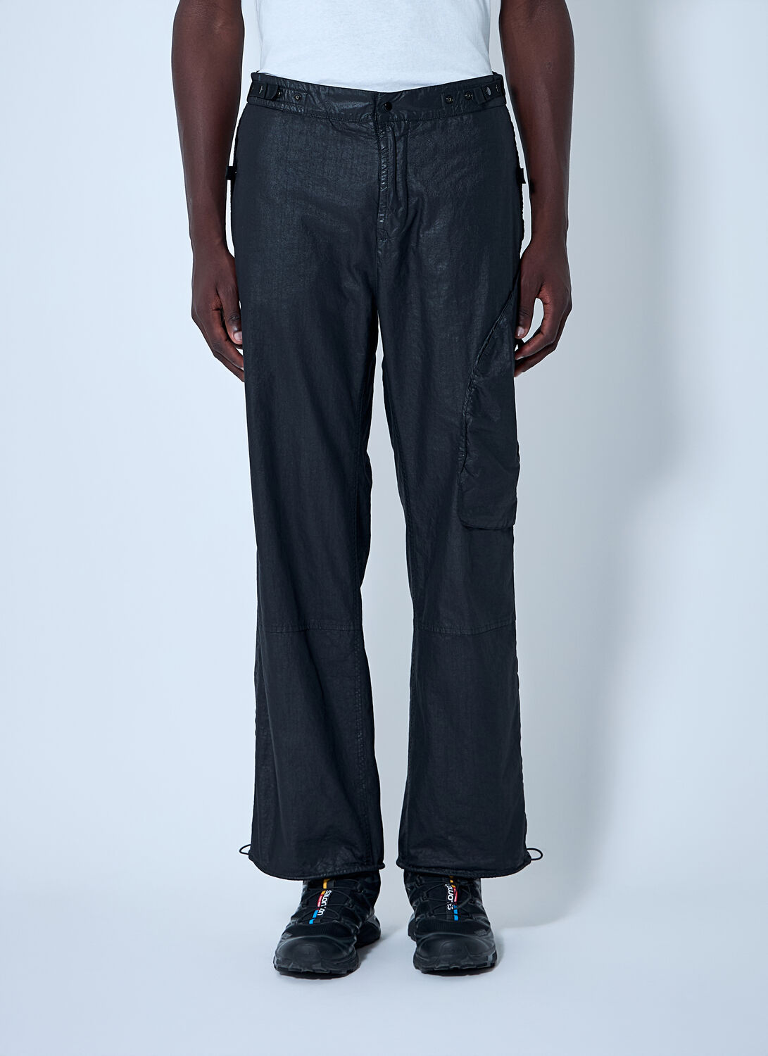 Stone Island Straight Textured Fabric Trousers With Belt Loops