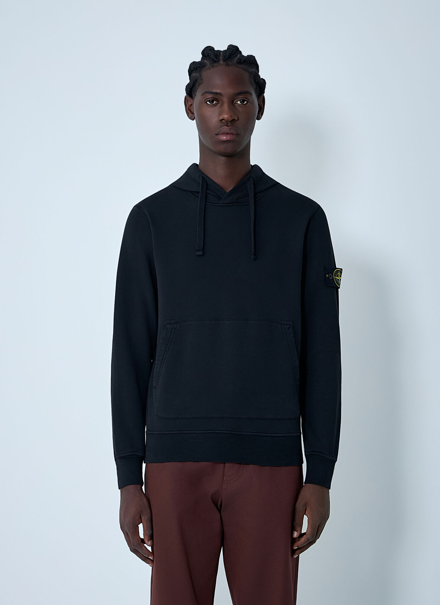 Stone Island Men's Black Compass Patch Hooded Sweatshirt - Man Sweatshirts Xxxl