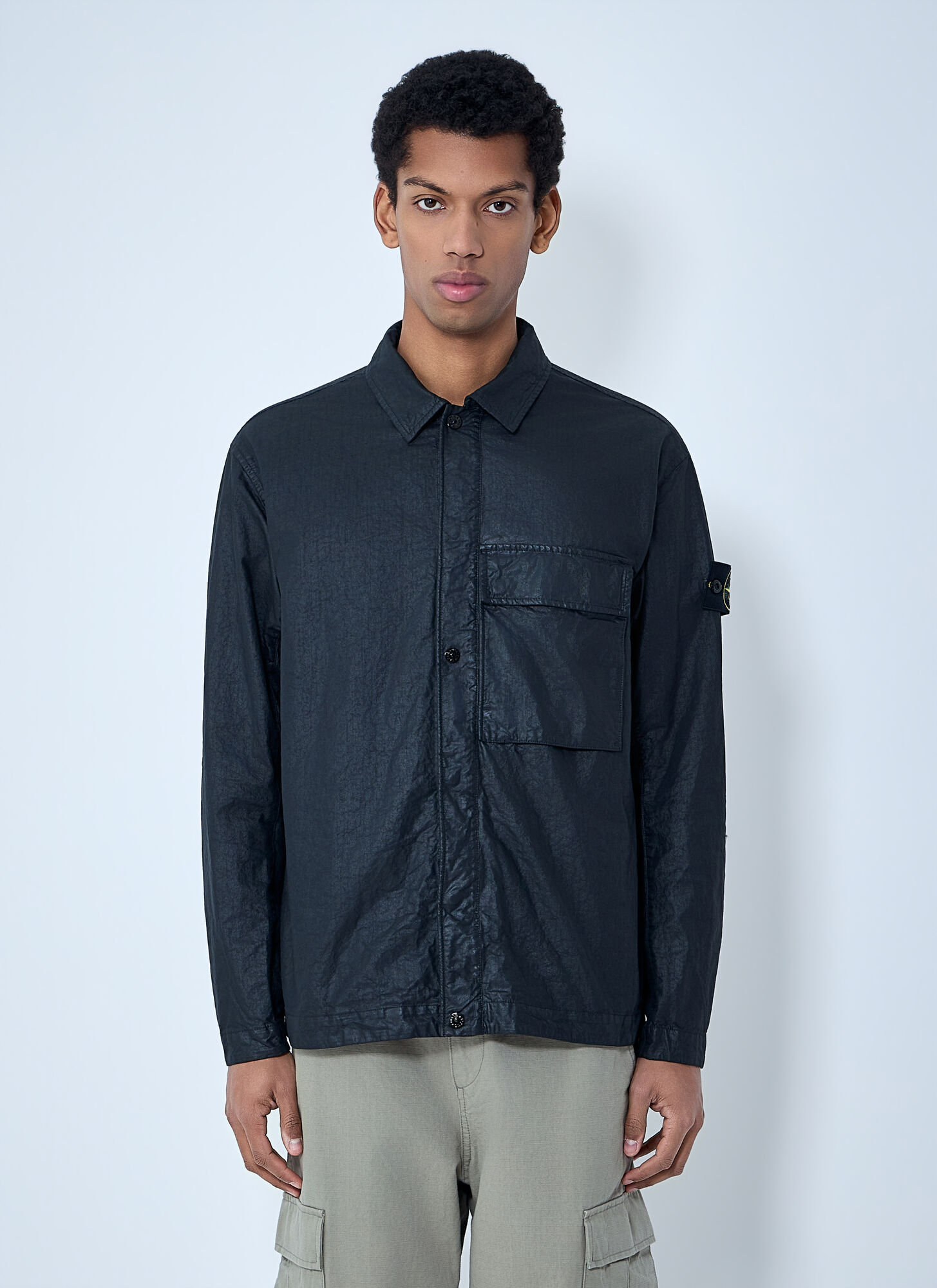 Stone Island Technical Nylon Overshirt - Man Jackets Black S　Stone Island テクニカル ナイロン オーバーシャ​​ツ - マン ジャケット ブラック S Stone
