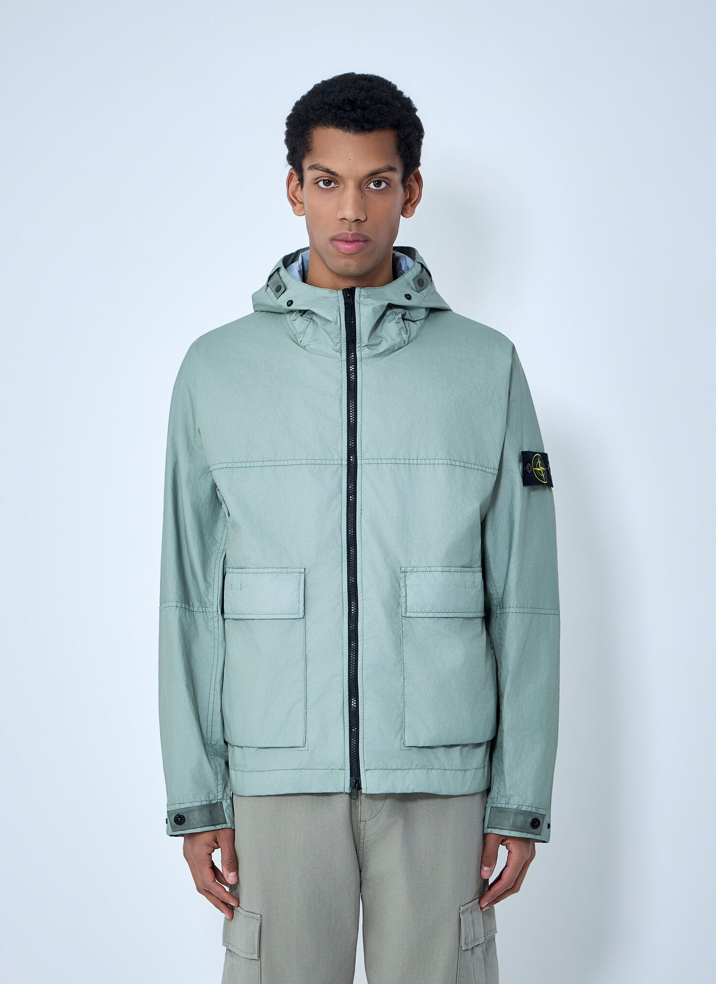 Stone Island Men's Green Short Parka Jacket - Man Jackets S