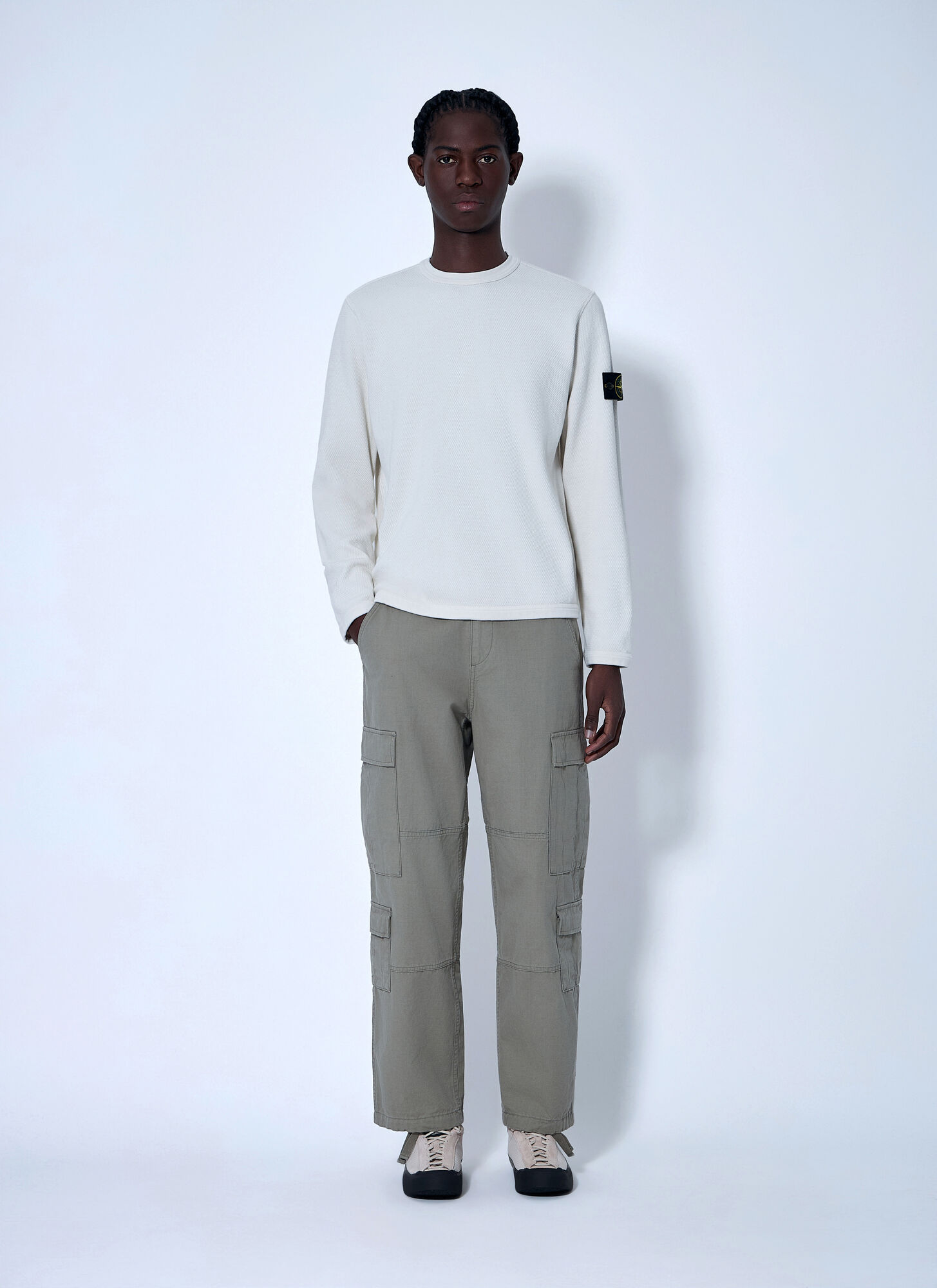  Stone Island Stone Island Logo Patch Sweatshirt - Mann Sweatshirts Ivory Xl 