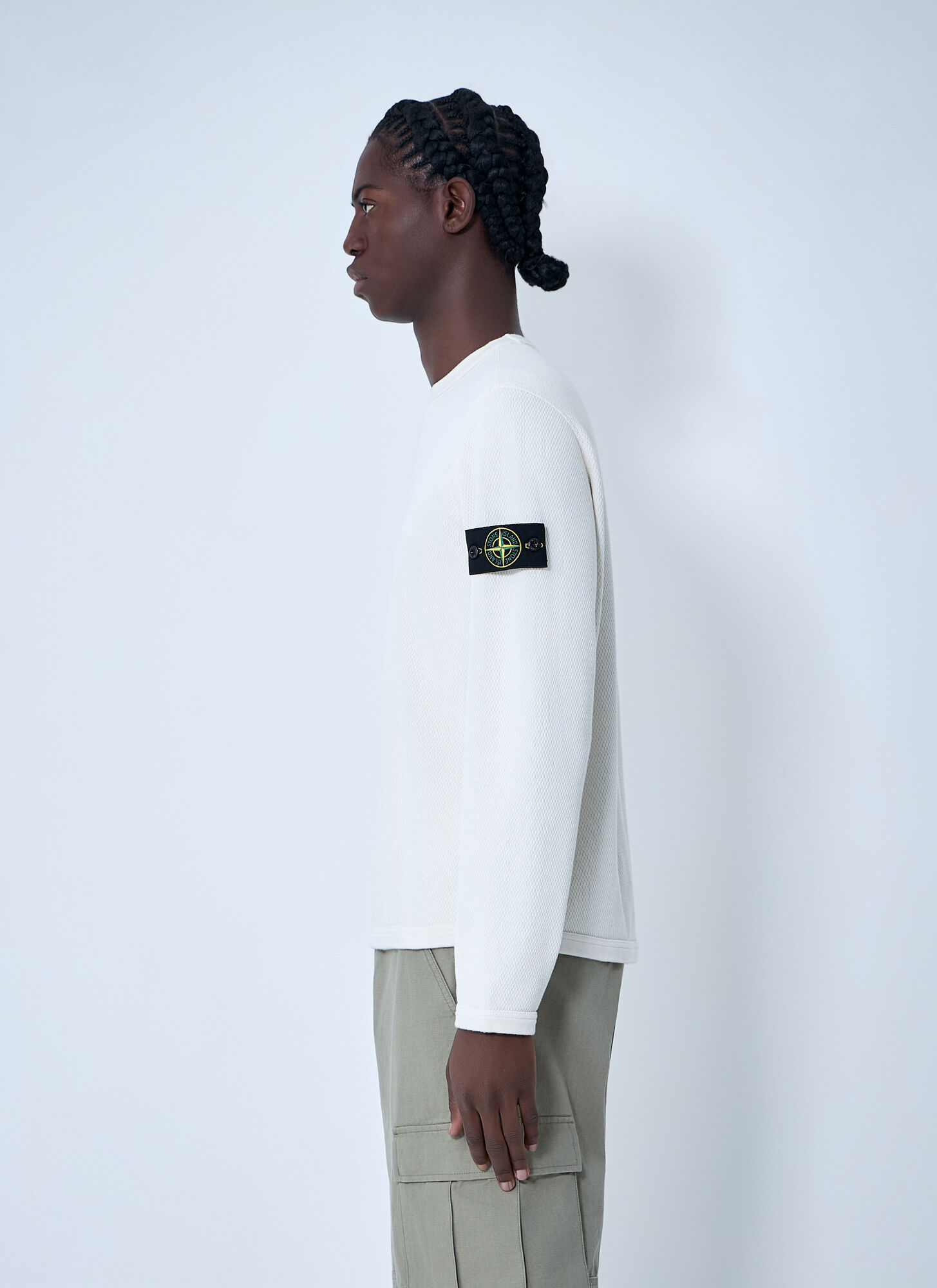  Stone Island Stone Island Logo Patch Sweatshirt - Mann Sweatshirts Ivory Xl 