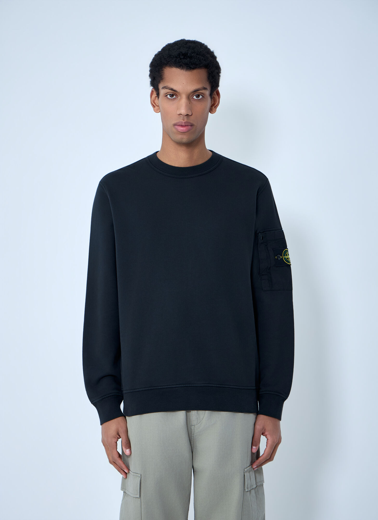 Stone Island Men's Black Logo Motif Sweatshirt - Man Sweatshirts Xxl