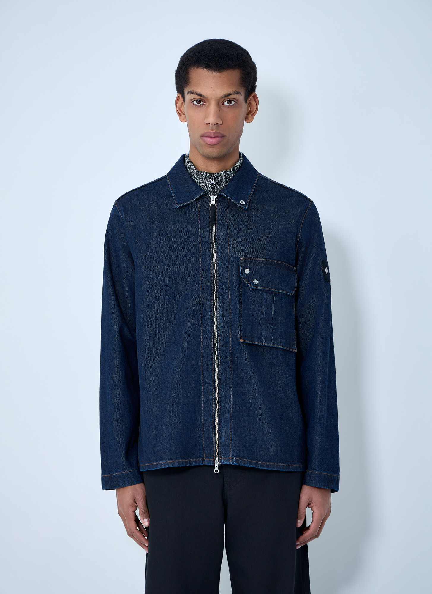 Stone Island Denim Jacket - Man Jackets Blue L