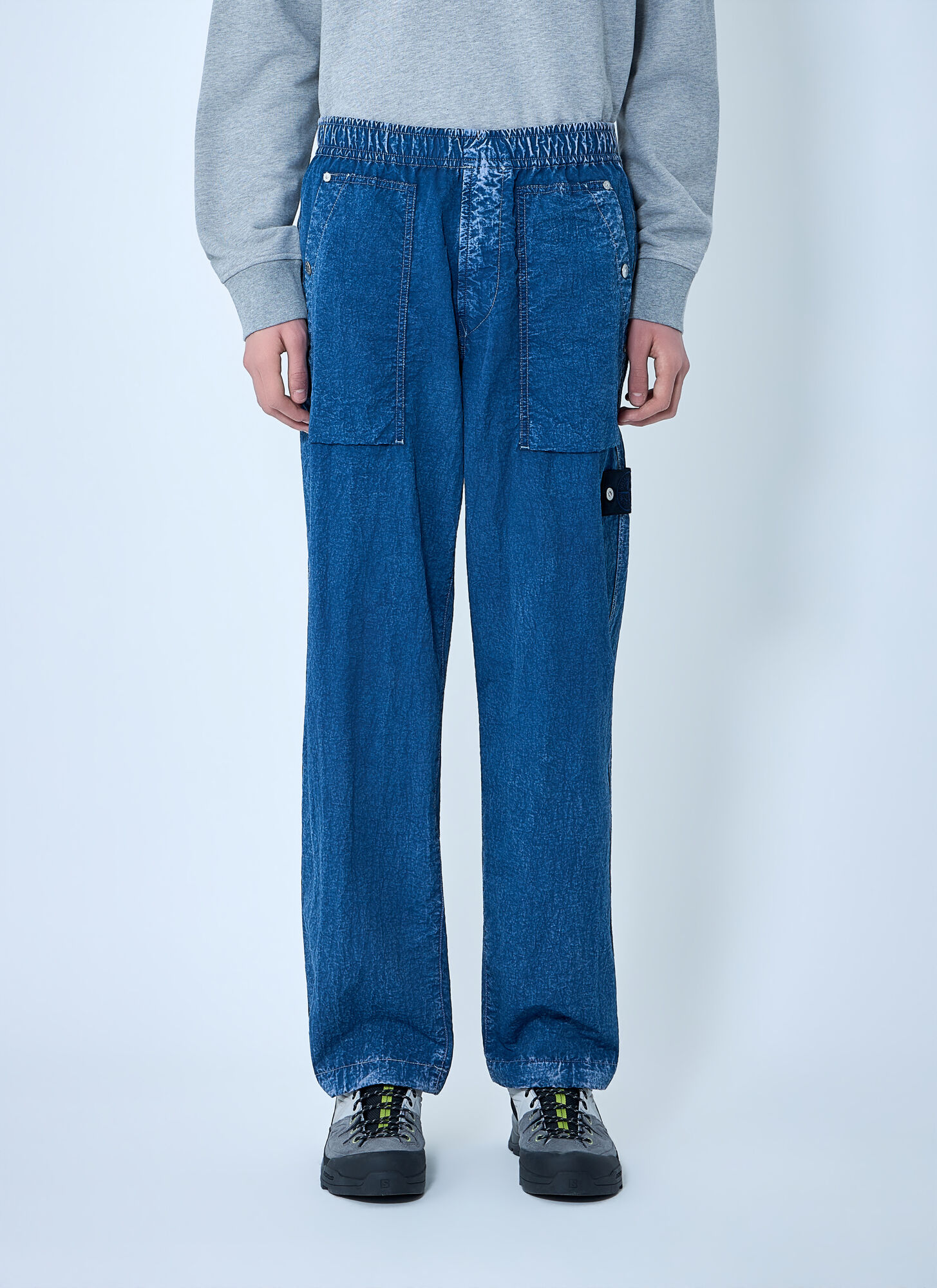 Stone Island Uomo Blu Elasticated Denim Cargo Trousers - Man Pants E 32 - Immagine 1