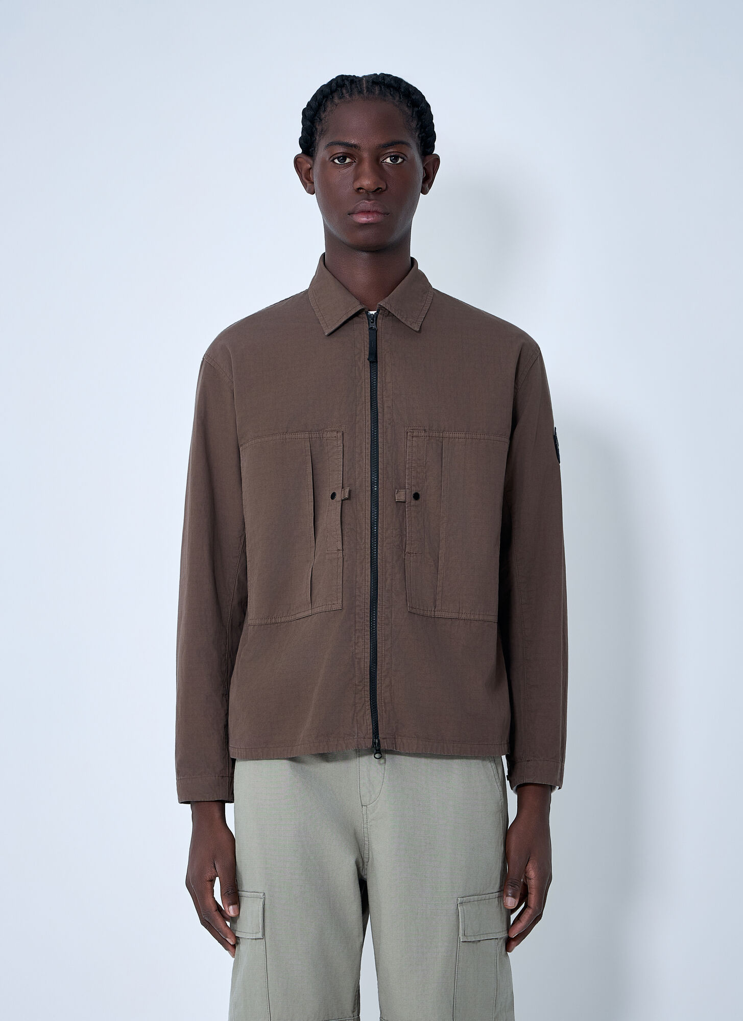 Stone Island Men's Brown Logo Patch Jacket - Man Jackets Xl