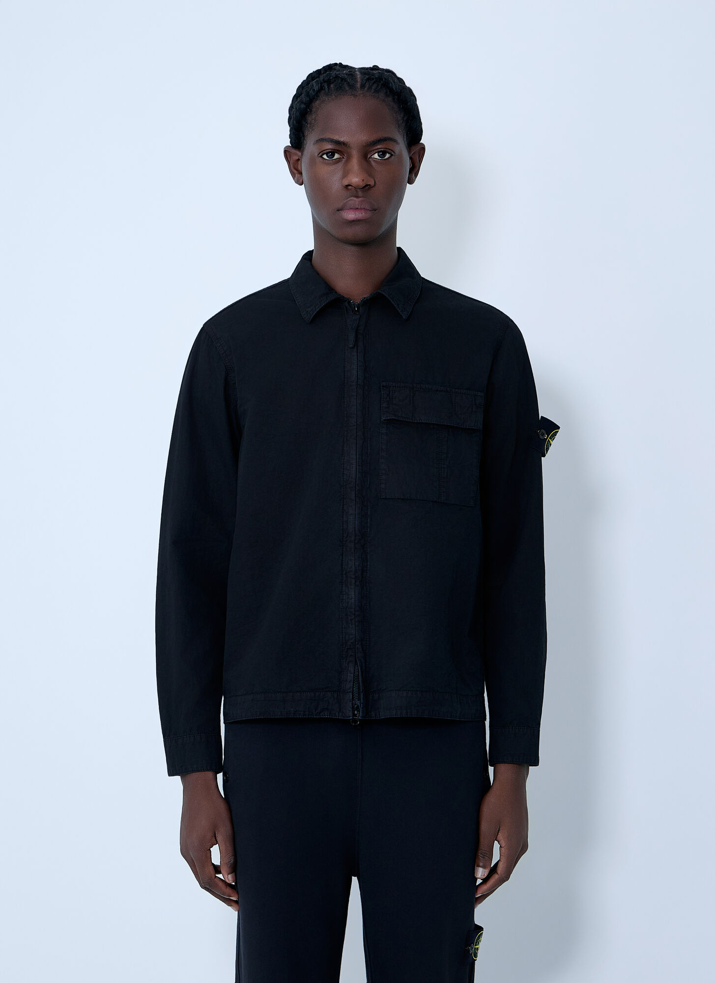 Stone Island Logo Patch Shirt - Man Shirts Black Xl - Immagine 1