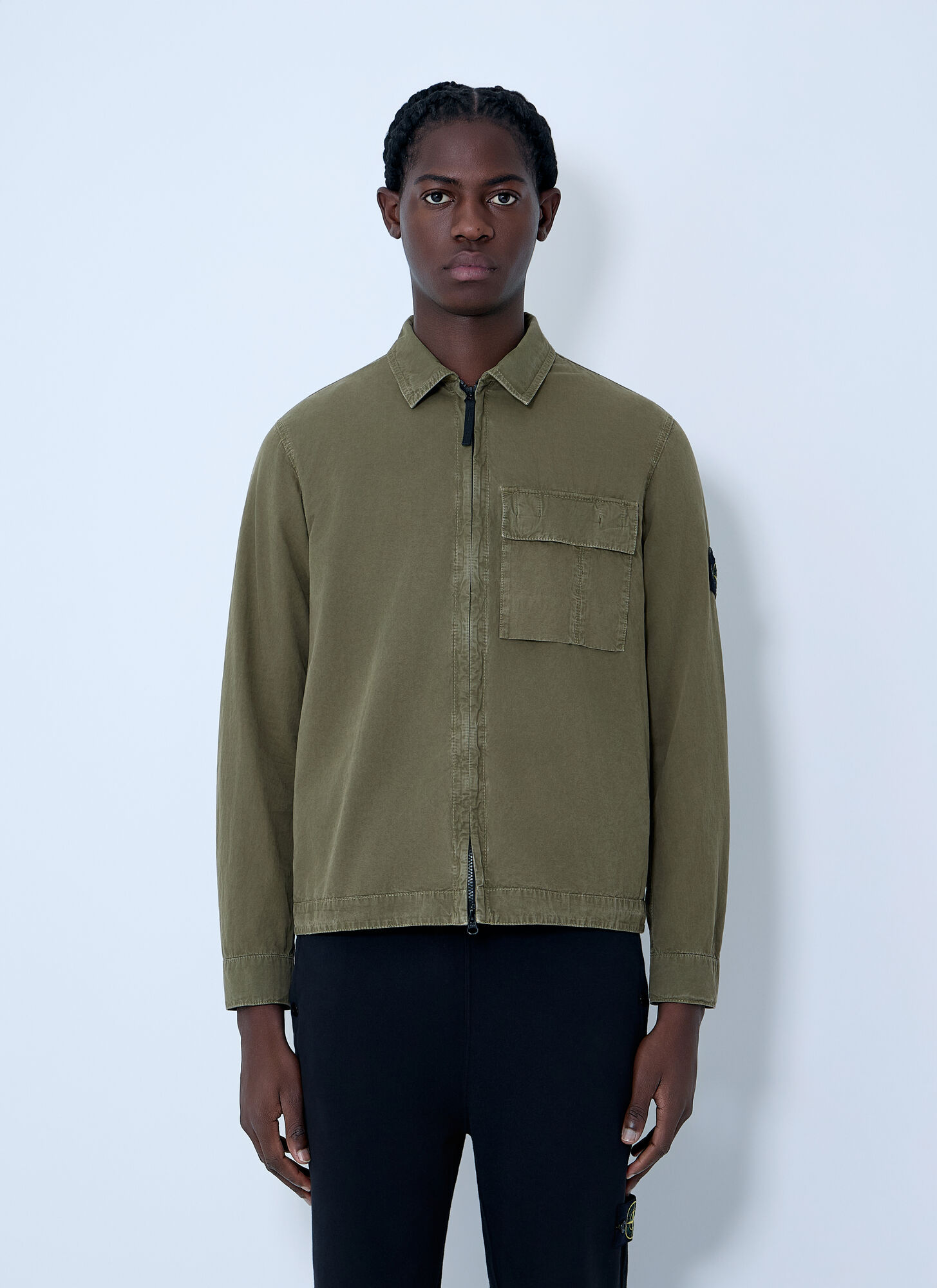 Stone Island Men's Green Logo Patch Overshirt - Man Shirts Xxl