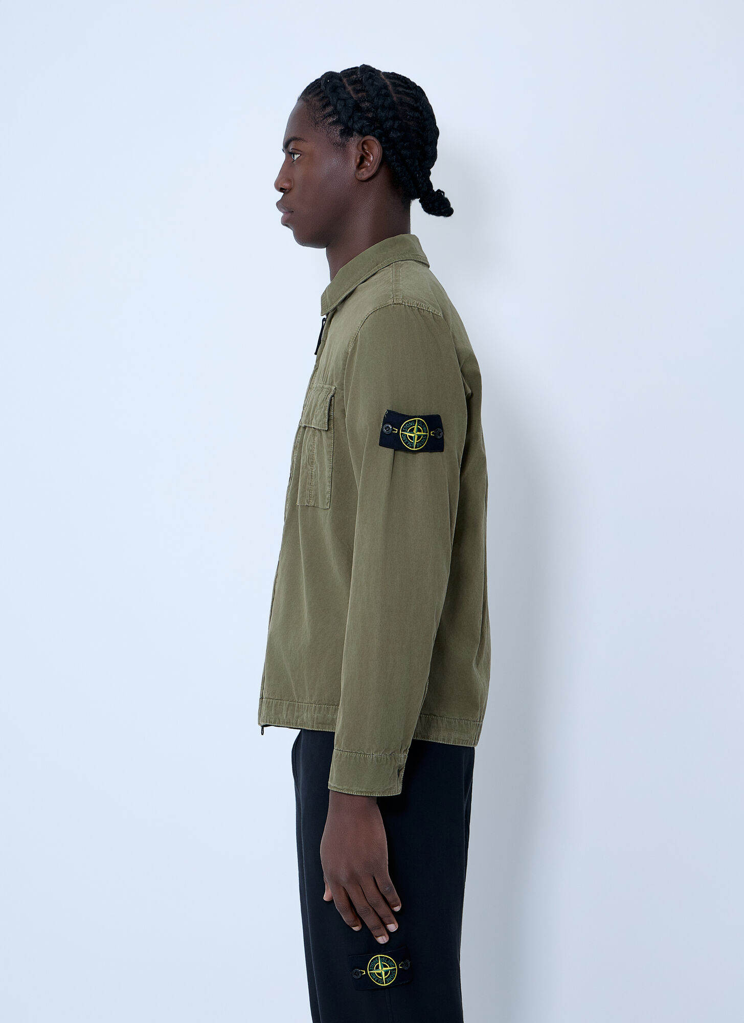  Stone Island Stone Island Logo Patch Overshirt - Mann Hemden Green S 