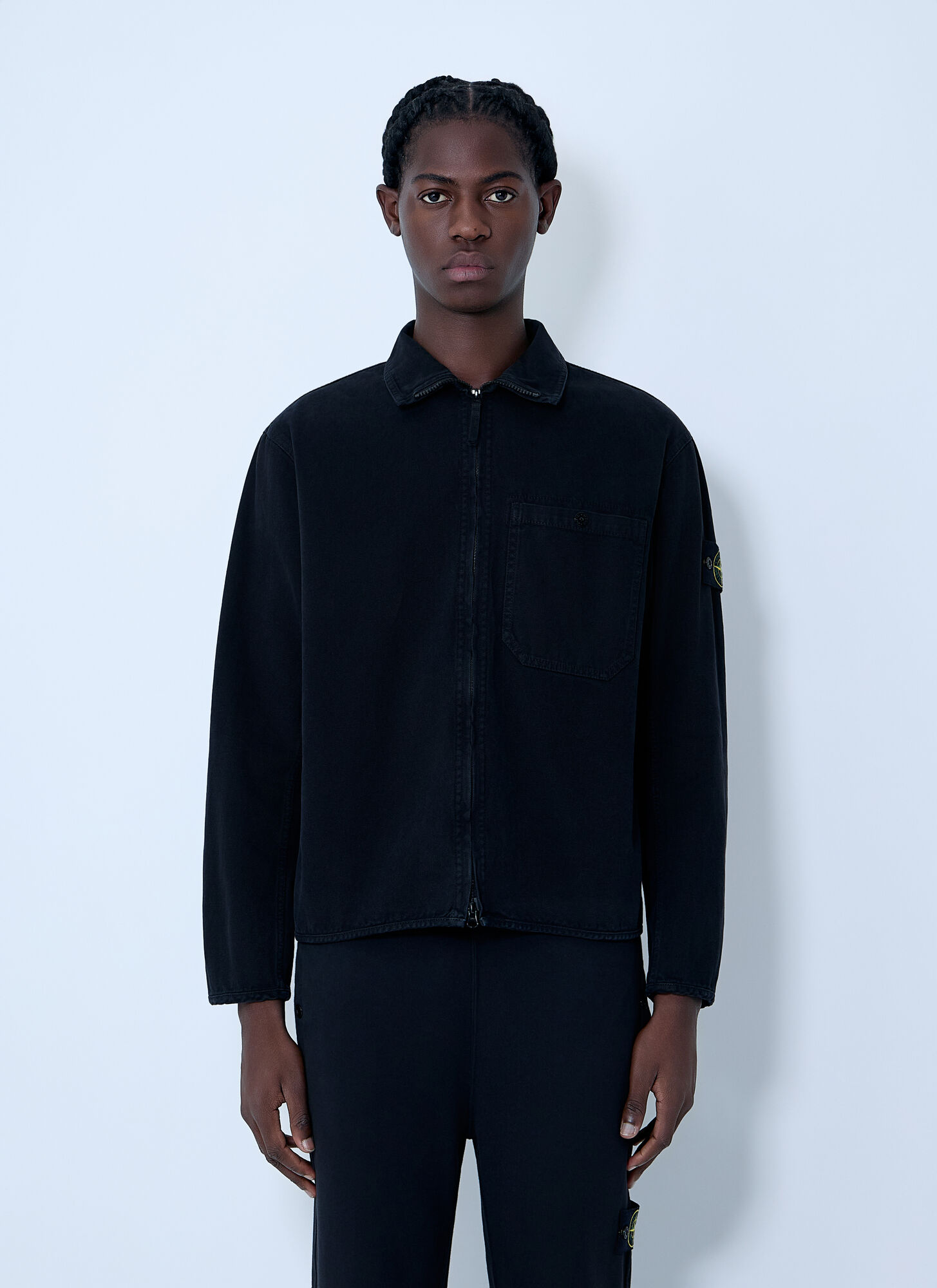 Stone Island Men's Black Logo Patch Overshirt - Man Shirts Xl