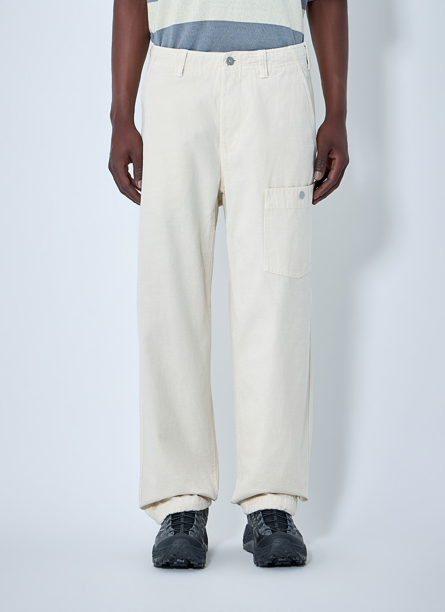 Stone Island Men's Ivory Utility Cargo Trousers - Man Pants 36