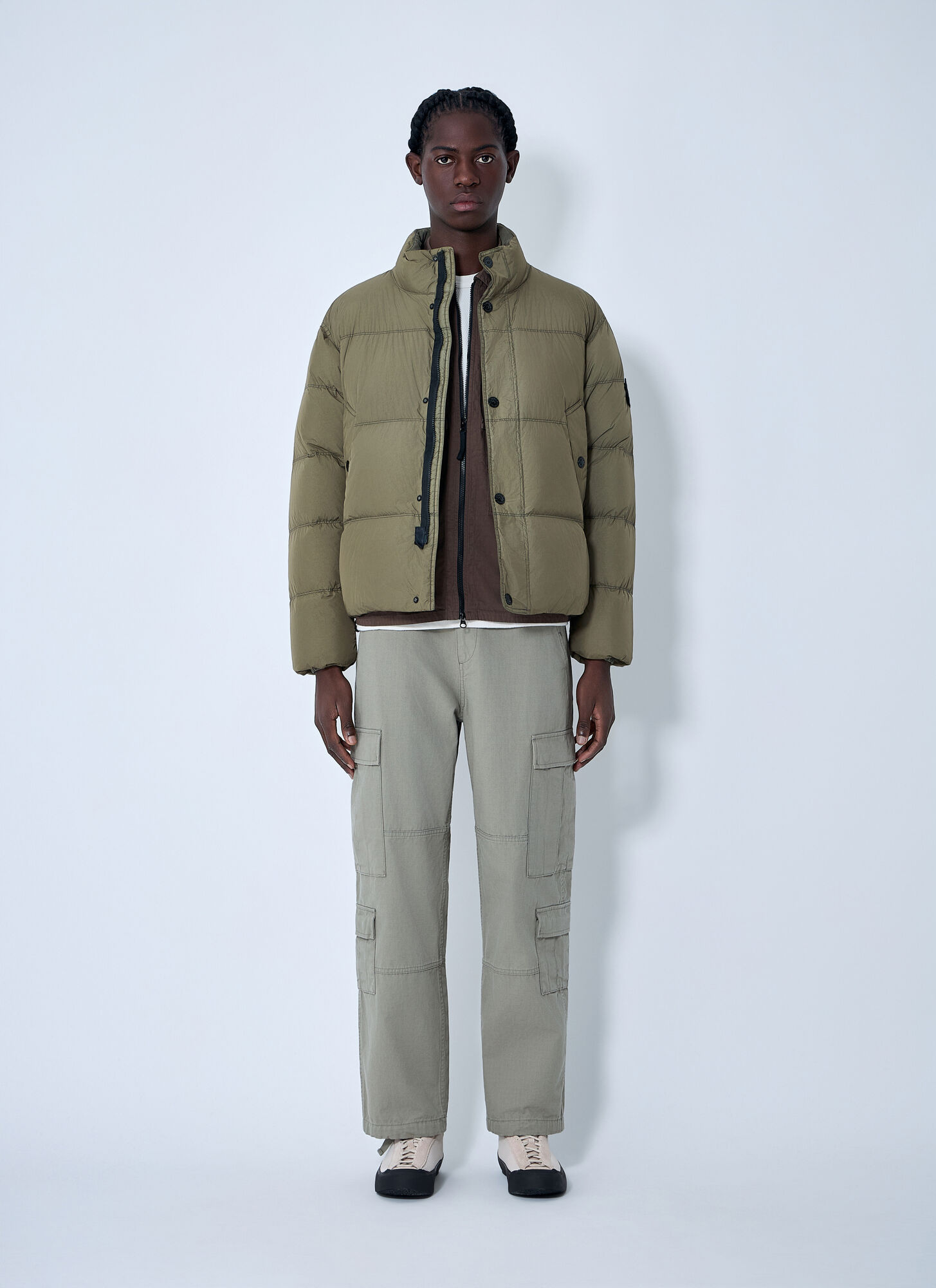  Stone Island Stone Island Logo Patch Bomber Jacket - Mann Jacken Green M 