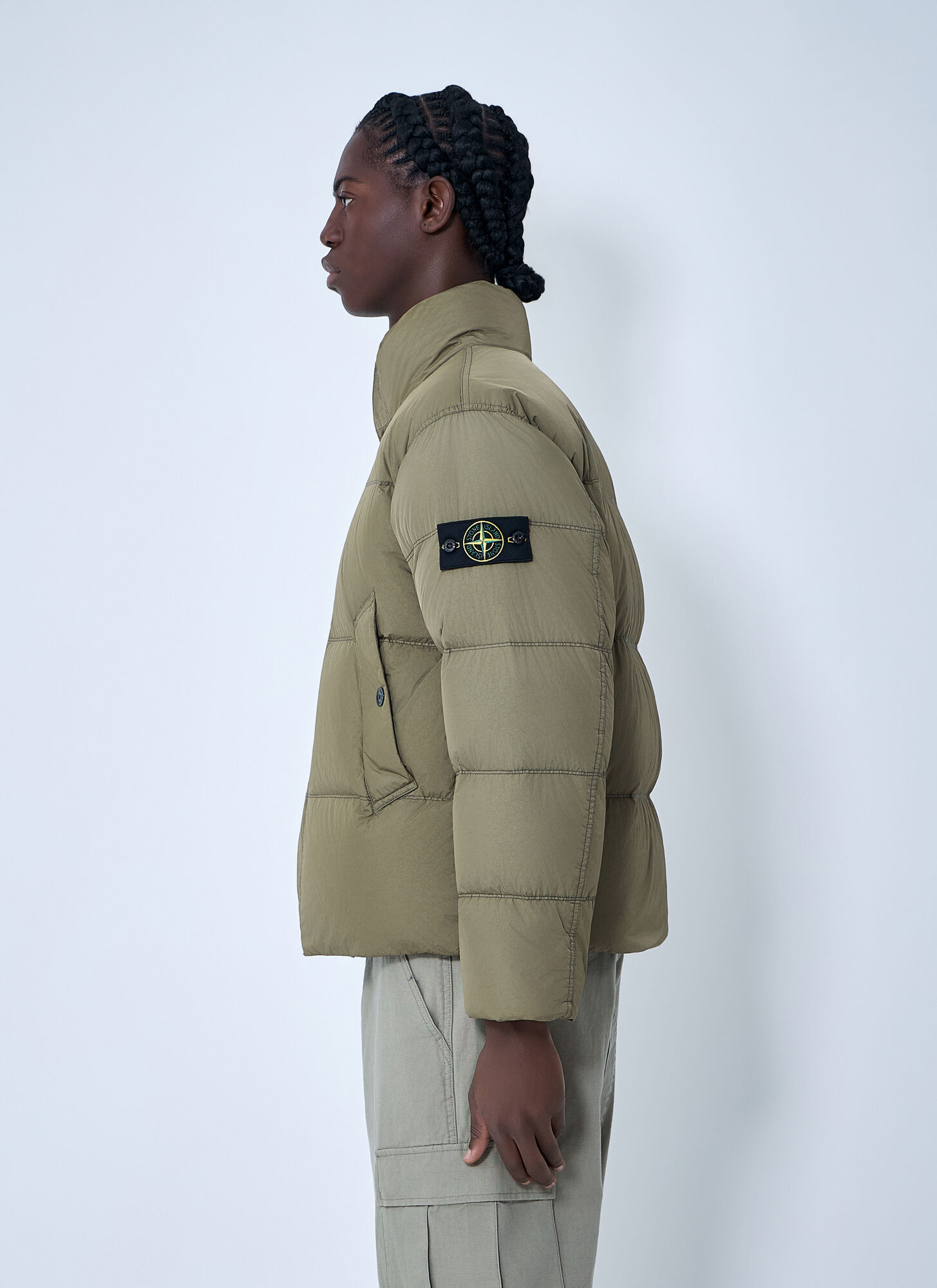  Stone Island Stone Island Logo Patch Bomber Jacket - Mann Jacken Green M 